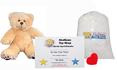 Stuffems Toy Shop Make Your Own Stuffed Animal Mini 8 Inch Furry Brown Teddy Bear Kit - No Sewing Required!