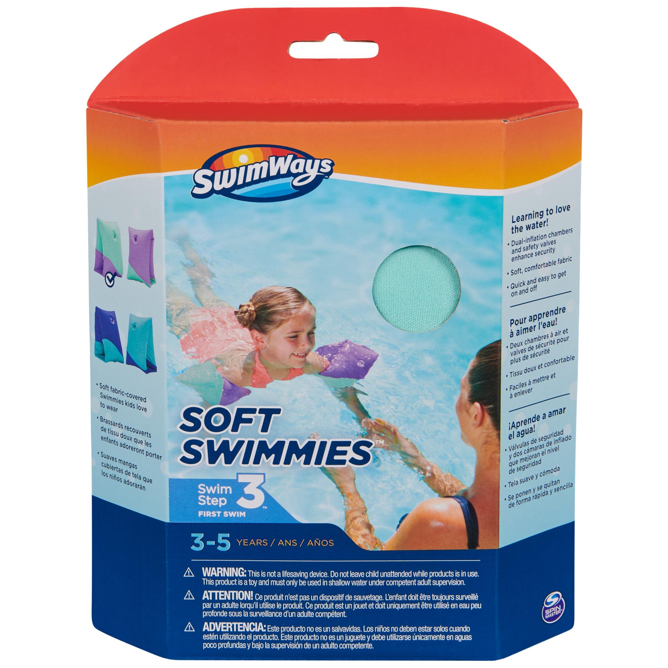 SwimWays Swimways Soft Swimmies Toddler Floaties, Learn-to-Swim Inflatable Pool Floats & Arm Floaties, Swimming Pool Accessories for Kids Aged 3-5, Purple