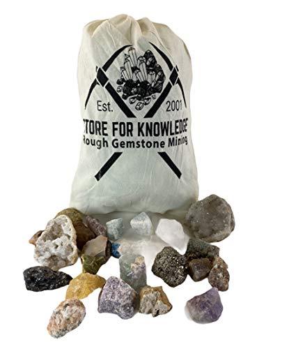 Store for Knowledge Store for Knowledge Large Natural Rough Gemstone Mining Bag - 24 Specimens | Rocks and Minerals