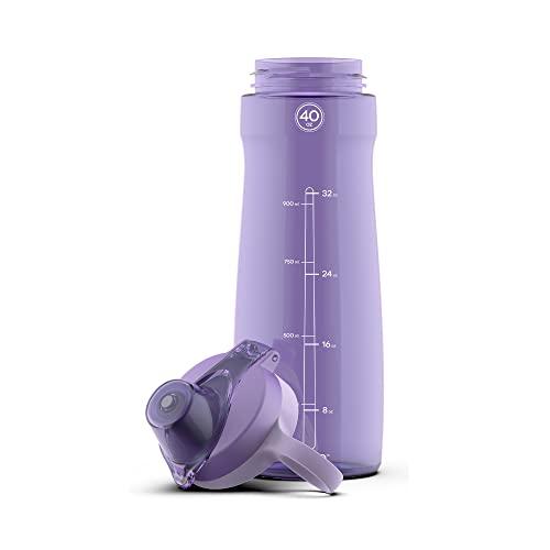 Pogo Pogo 40oz Plastic Water Bottle with Soft Straw Lid and Carry Handle, Reusable, BPA Free, Dishwasher Safe, Perfect for Travel, School, Outdoors, and Gym, Lilac