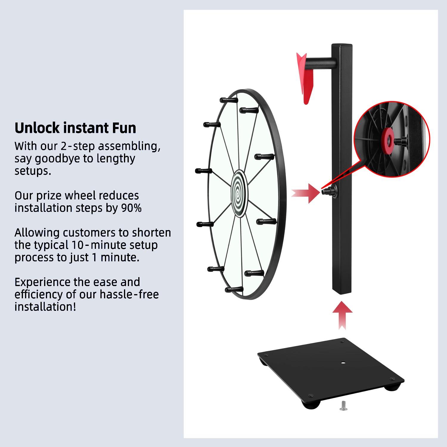 Pionites Pionites 12 Inch 10 Slots Prize Wheel Tabletop or Wall Mount Fortune Spin with Dry Erase Marker and Eraser for Engaging Home Parties, Trade Show, Carnival Events (12\'\' White)
