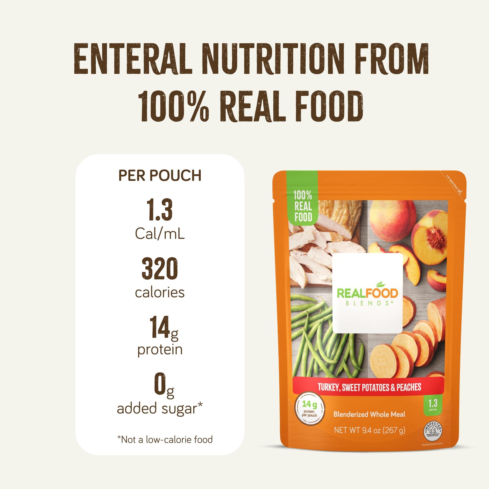 REAL FOOD BLENDS Real Food Blends Variety Pack - Pureed Food Meals for Tube Feeding with Protein, Vegetables & Fruits - 320340 Calories Per Pouch for Lunch & Dinner - 9.4 oz (Pack of 12)