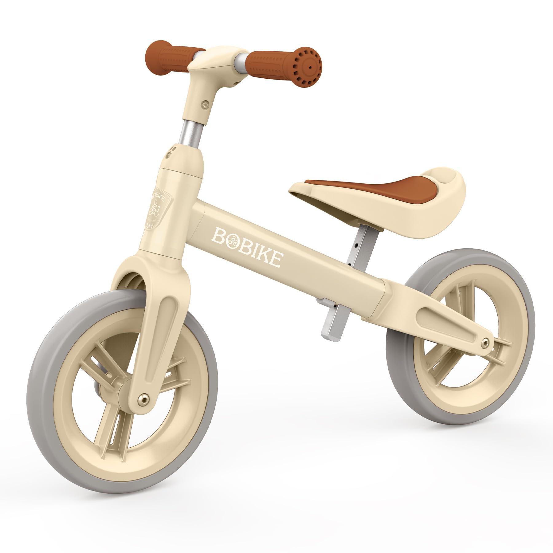 Bobike Bobike Toddler Balance Bike Toys for 1 to 6 Year Old Girls Boys Adjustable Seat and Handlebar No-Pedal Training Bike Best Gifts for Kids (Beige)