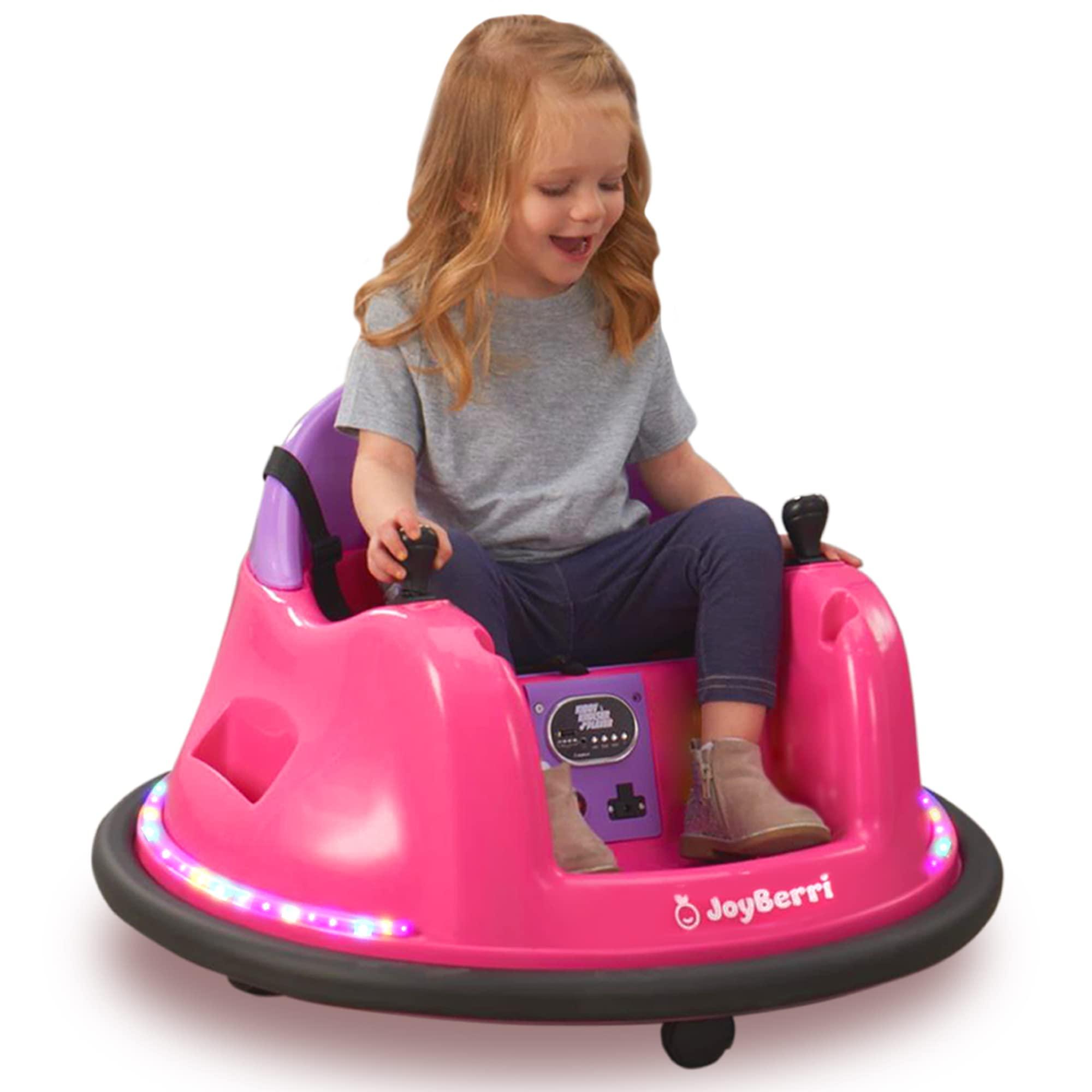 JOYBERRI JoyBerri 6V Bumper Car for Toddlers/Electric Ride On Toys for Ages 1.5-4 Years, 3 Speeds, LED Lights, 360 Degree Spin, Bluetooth with Remote Control Safety Certified Bumping Toy Gift for Kids