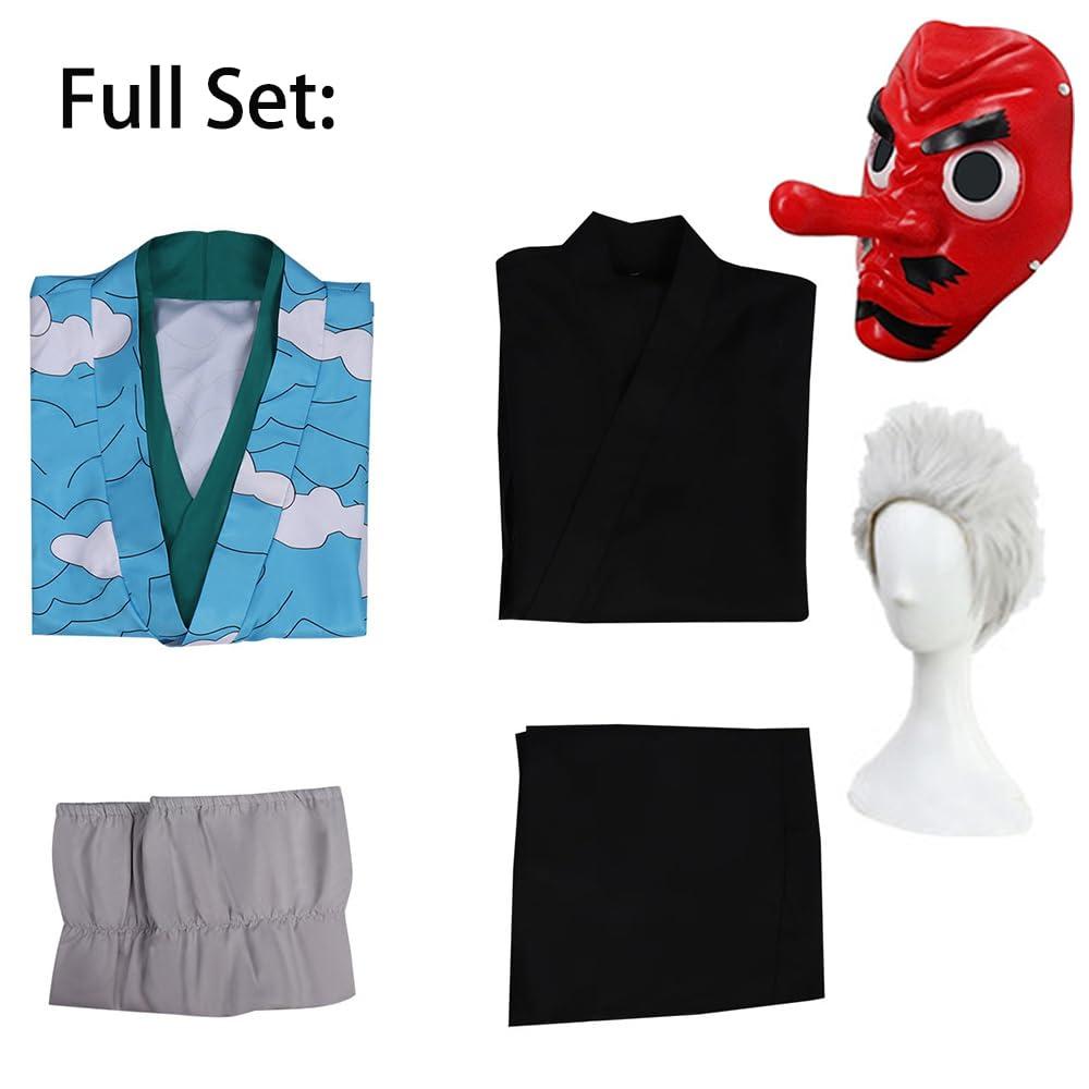 Hnnwail Urokodaki Sakonji Cosplay Costume Outfit Urokodaki Kimono Mask Uniform Suit Halloween