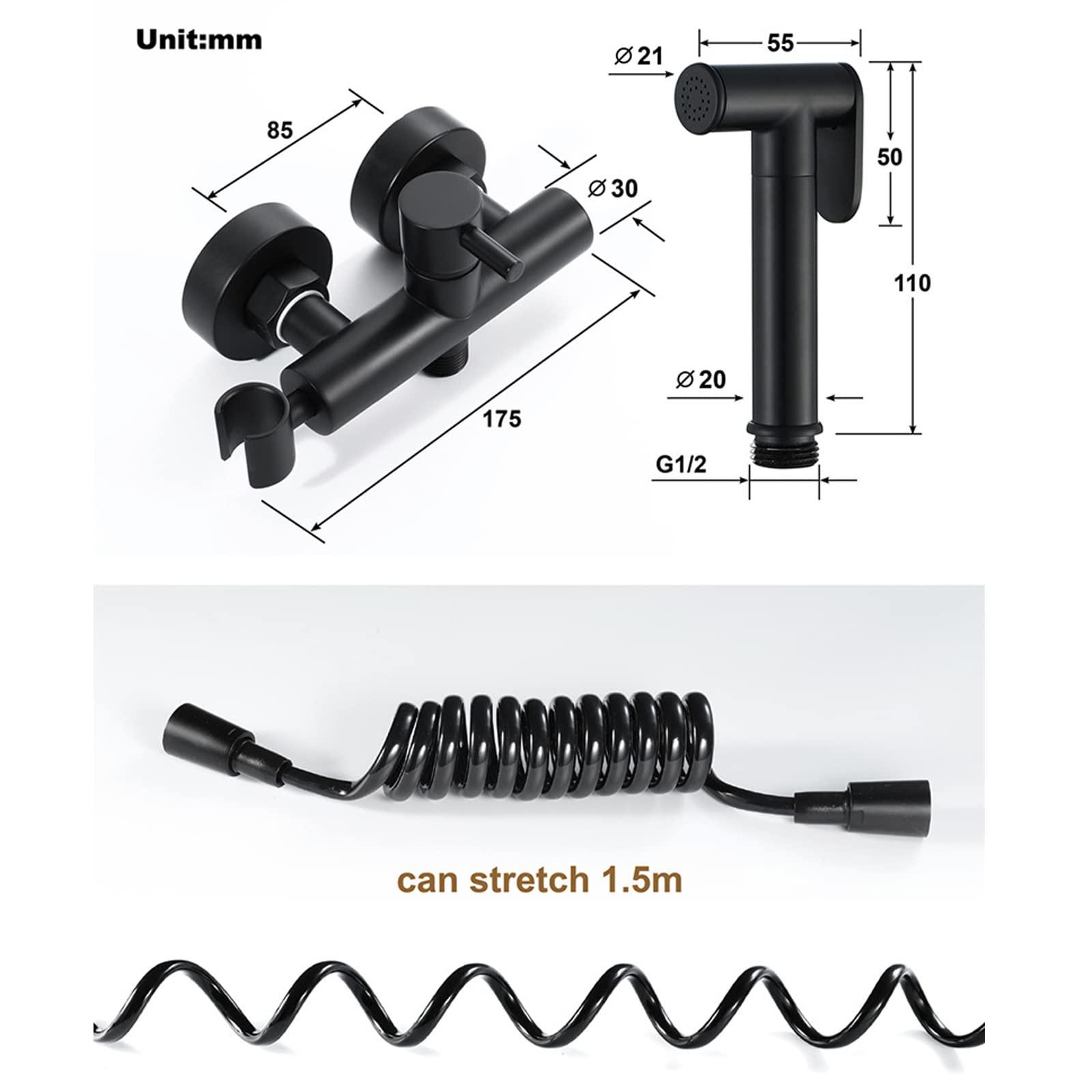 YUJBILTR High Pressure Brass Handheld Bidet Sprayer Kit with 1.5M Hose, Hot and Cold Bidet Sprayer for Toilet Cleaning, Personal Hygiene