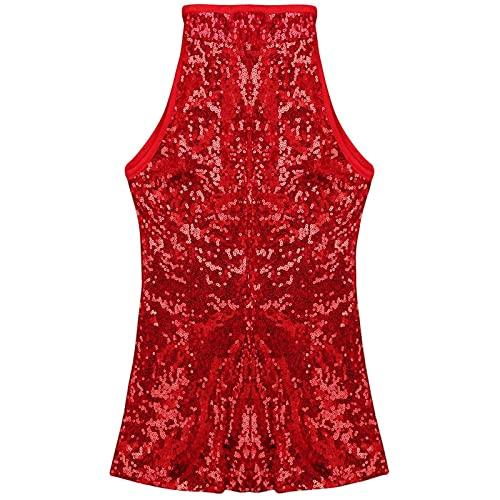 TAIKMD TAIKMD Girls Cheerleading Costumes Set Sequin Leotard Hip Hop Jazz Street Dance Suit Dress Shorts Wrist-Sleeves Socks Outfit (Red, 4-5)