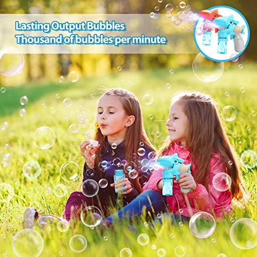 EagleStone 2 Bubble Gun for Kids,Light-Up and Musical Automatic Shark Bubble Blower Toys with 4 Bubble Solution,Fun Summer Outdoor Party Gift for 4 5 6 7 8+ Years Old Toddlers Boys Girls Bubble Maker Machine