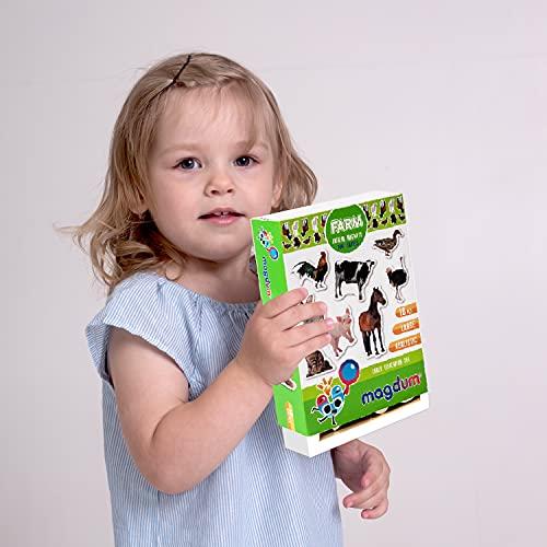 magdum 16 Fridge Magnets for Toddlers Magdum - Farm Photo Kids Magnets for Fridge - Toddler Magnets for Refrigerator - Magnetic Animals - Fridge Magnets for Kids - Animal Magnets - Toddler Fridge Magnets