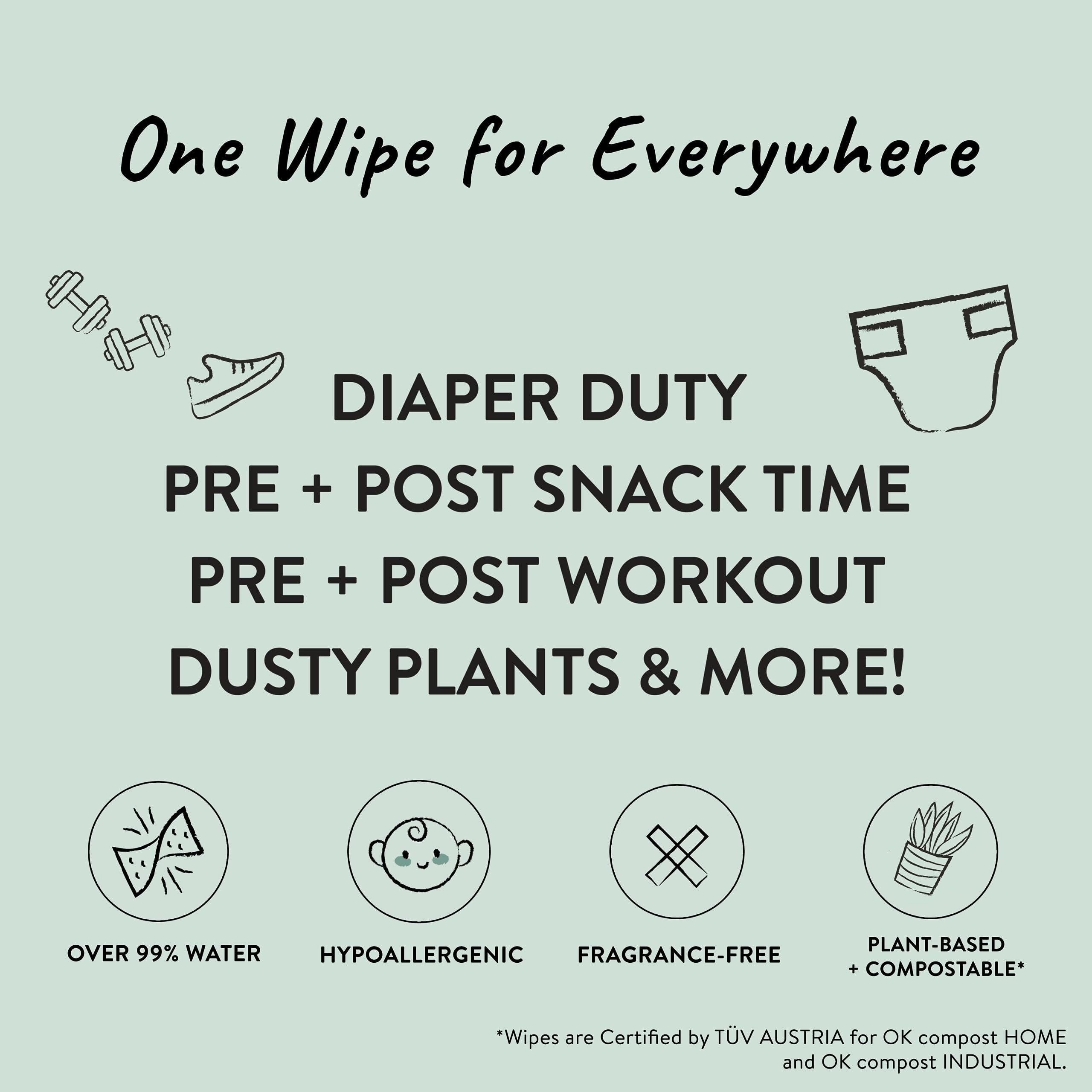 The Honest Company The Honest Company Clean Conscious Unscented Wipes | Over 99% Water, Compostable, Plant-Based, Baby Wipes | Hypoallergenic for Sensitive Skin, EWG Verified | Pattern Play, 60 Count