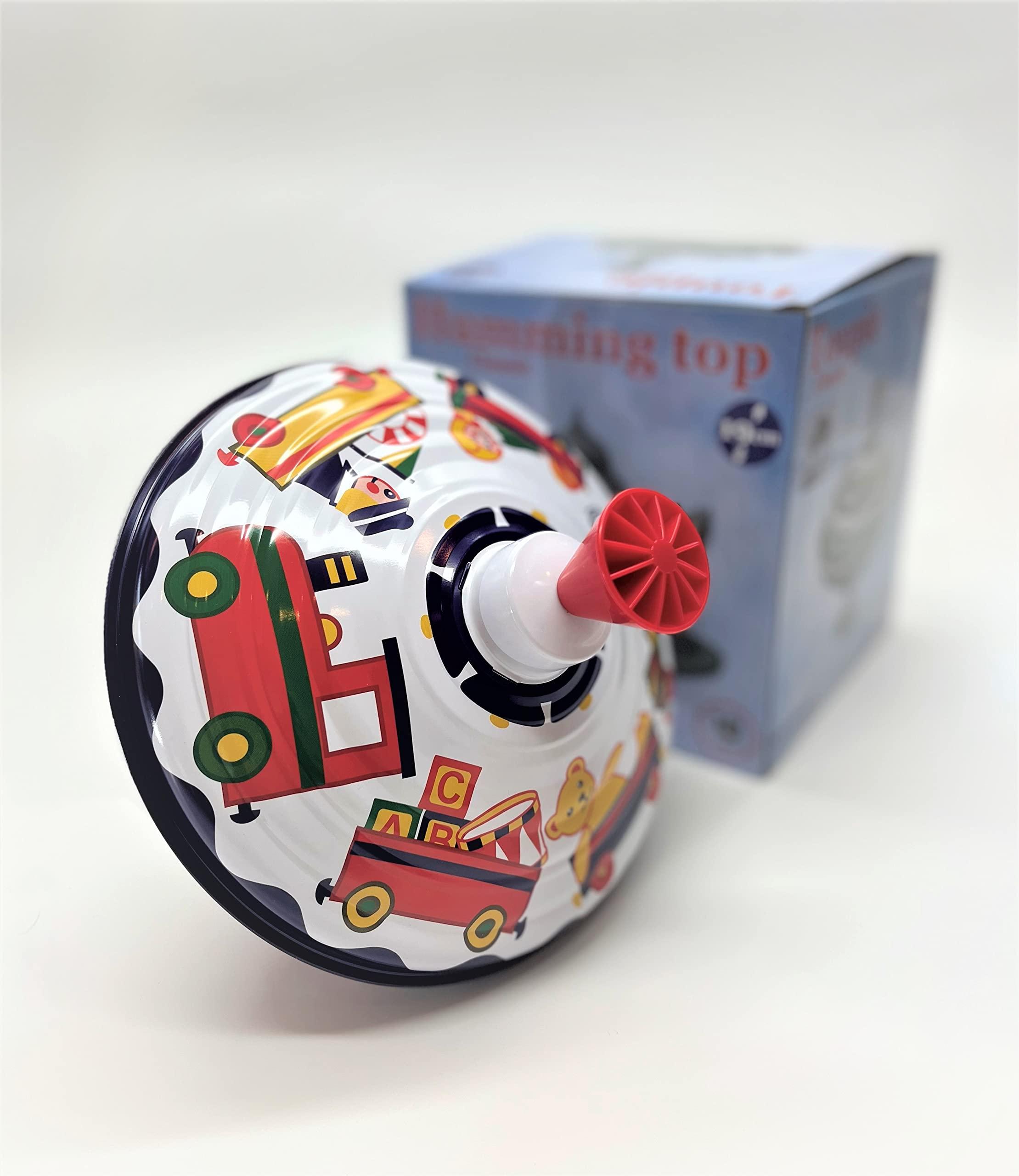 Bolz Bolz Classic Playbox Music Spinning Tin Top Toy from KsmToys The Funny Buzzing Hum Gets Louder As The Top Spins Faster, Ages 18 m+