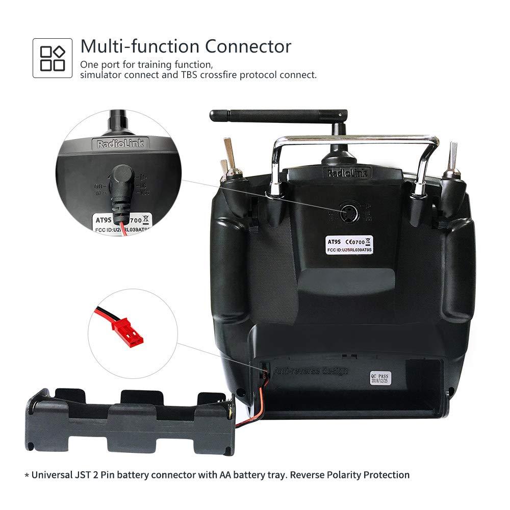 Radiolink Radiolink AT9S Pro 10/12 Channels Radio Transmitter and Receiver R9DS, Long Range for Airplane/Jet/FPV Racing Drone/Quad/RC Truck Car/Boat and More (Mode 2 Left Hand)