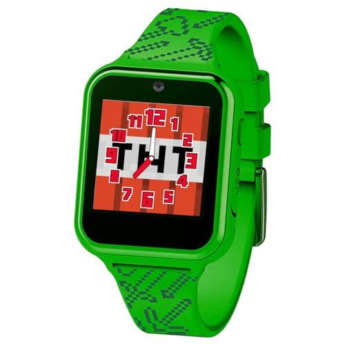 Accutime Minecraft Kids Smart Watch Touchscreen Interactive Watch with 10 Customizable Clock Faces, Built-in Camera, Video Recorder, Alarm, Calculator, Games & Pedometer Fits Wrists 5.5" to 8"