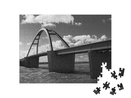 puzzleYOU A Monochrome Photo of The Fehmarn Sound Bridge Which Conn... Jigsaw Puzzle Jigsaw Puzzle with 200 Pieces