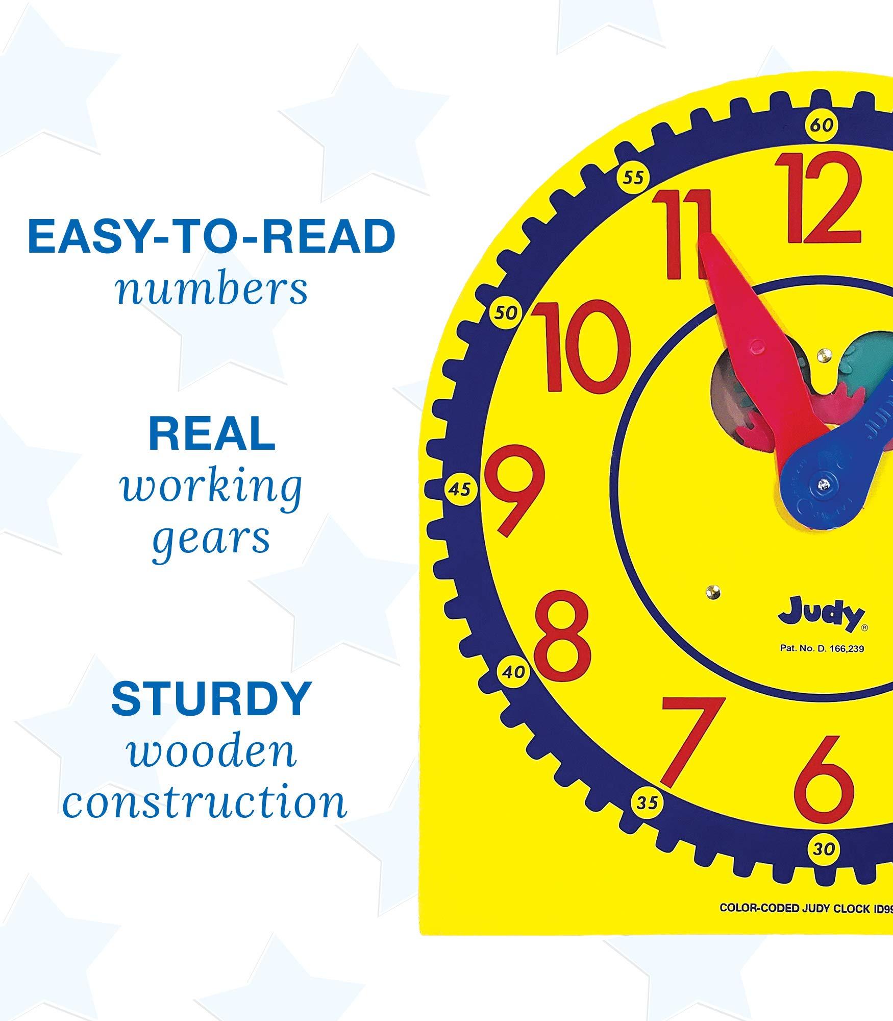 Judy Instructo Carson Dellosa 13\" x 12\" Judy Clock, Time-Telling Teaching Clock for Kids, Classroom Clock for Teaching Time, Analog Clock, Teaching Clock for Classroom or Home School, Kindergarten to 3rd Grade