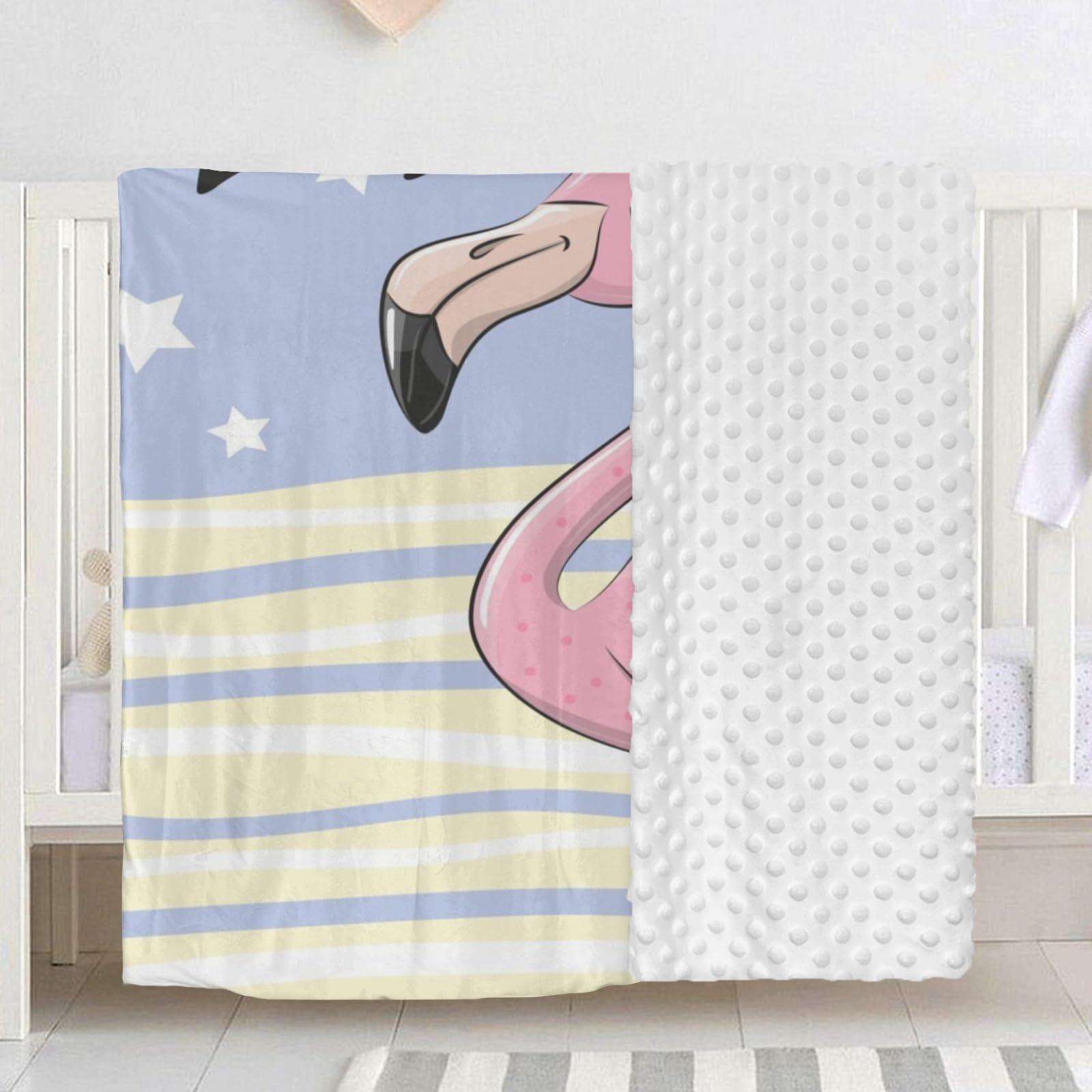 Joyestore Sleeping Flamingo Personalized Baby Blanket for Boys Girls Soft Minky Blanket with Dotted Backing, Custom Shower Gifts 50X60 in