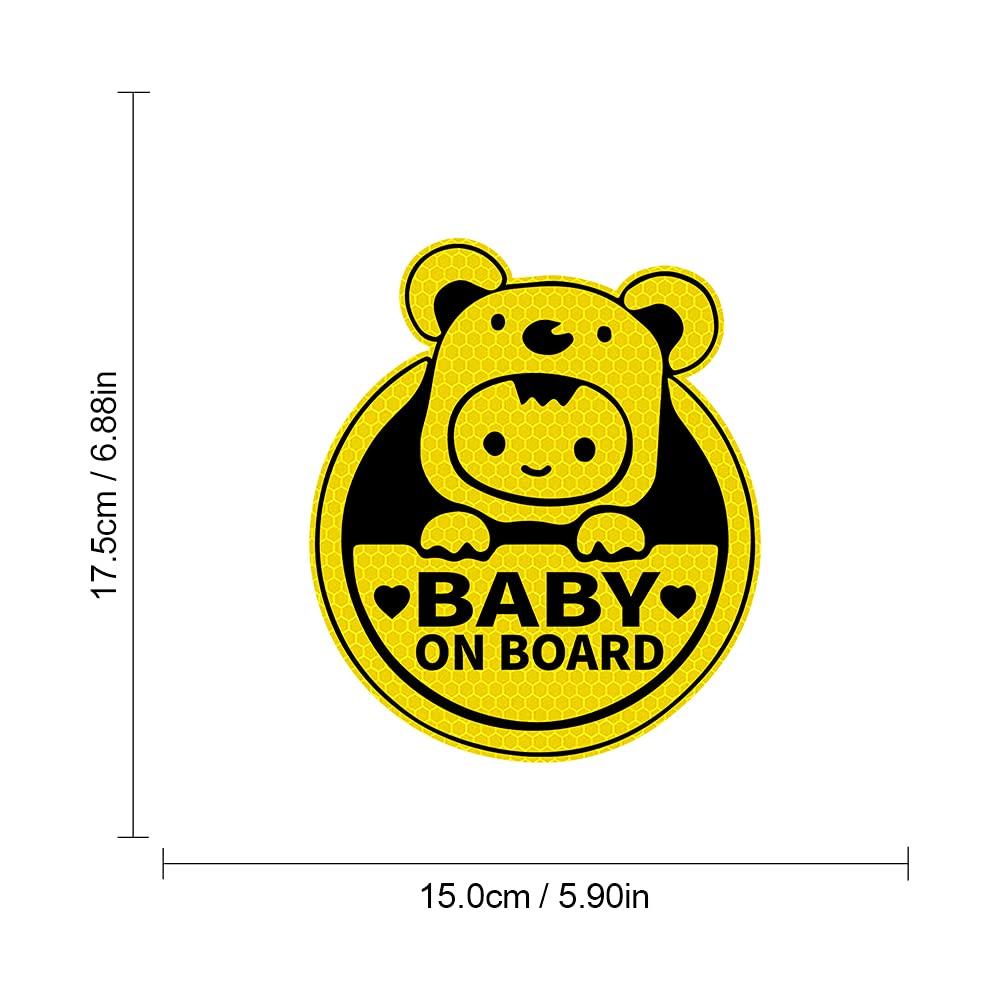 Dreothy Dreothy 2pcs Baby on Board Reflective Sticker for Cars Funny Baby Safety Warning Sign Car Stickers and Decals Waterproof Vinyl Stickers for Auto Bumper Window Decals 5.9x6.88 inch(Pink)