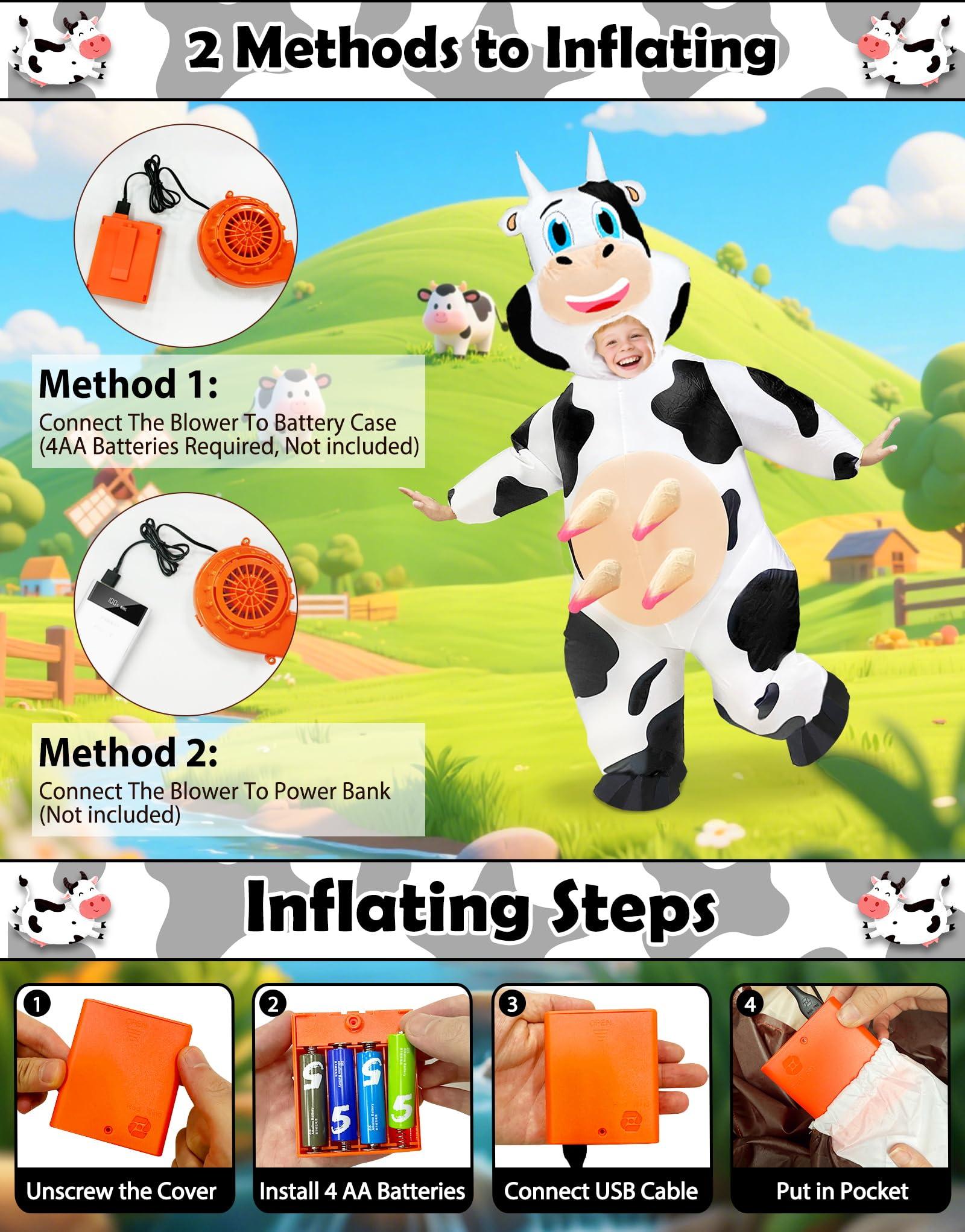 Camlinbo Camlinbo Child Inflatable Halloween Costume Cow for Kids Boys Girls Full Body Blows up Halloween Costumes Cosplay Party