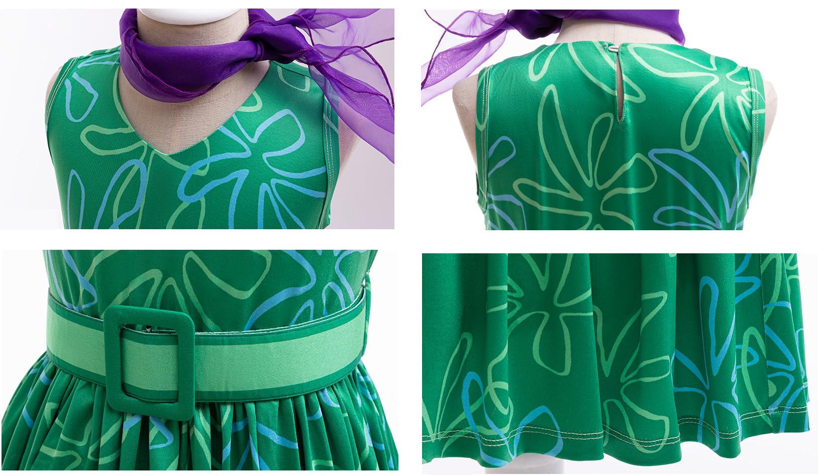 JUMOF JUMOF Kids Joy Dress Set Deluxe Disgust Costume with Wig Halloween Cosplay Multiple Accessories Outfit, disgust 120