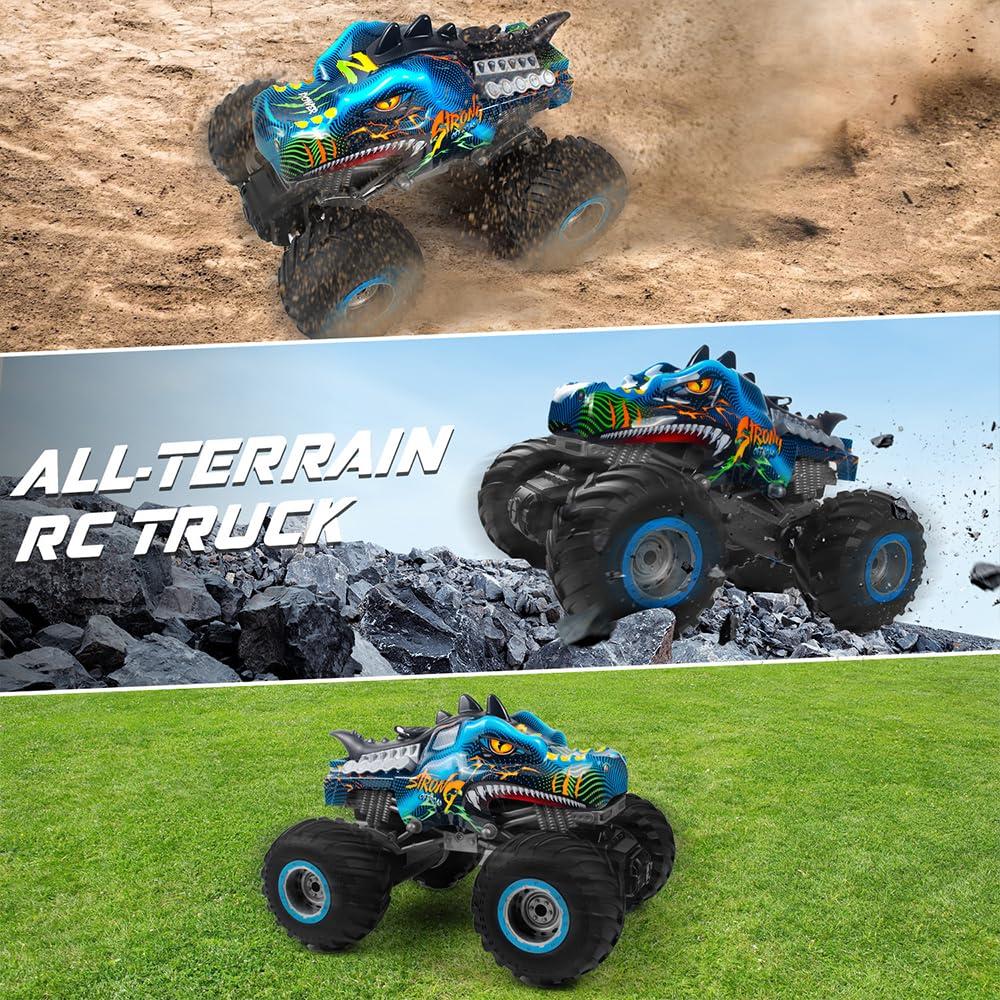 Rhybor Rhybor Remote Control Dinosaur Car, 2.4GHz All Terrain Remote Control Monster Truck, RC Dinosaur Monster Car, Spray Music Monster Truck RC Cars for Boys 4-7 8-12 and Girls