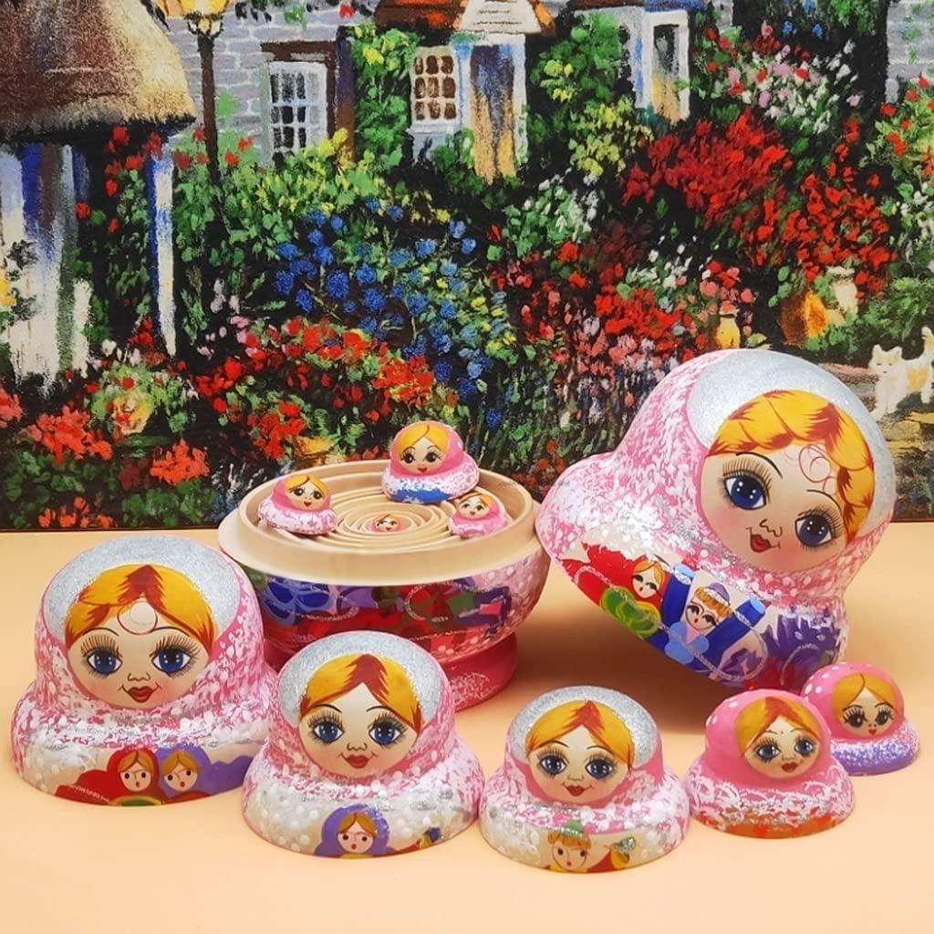 CZYJIA Matryoshka Dolls Nesting Dolls Russian Dolls Matryoshka Set Handmade Wooden Russian Nesting Dolls Set 10 Pieces for Toy Birthday Christmas Decoration Russian Nesting Dolls Stacking Dolls