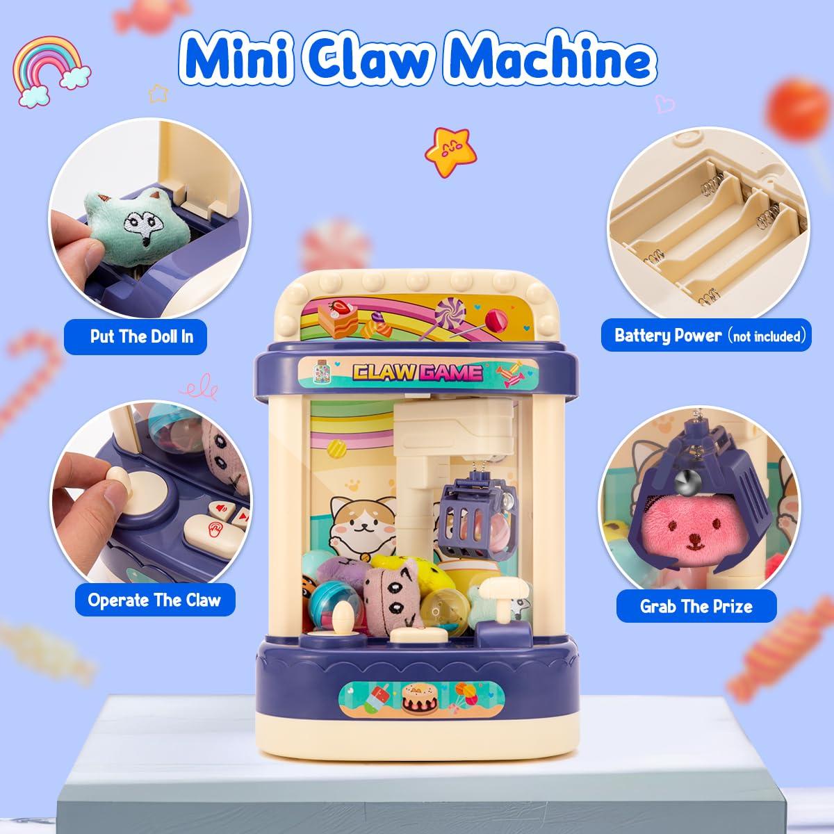 LOYO LOYO Claw Machine for Kids, Mini Vending Machine with 30Pcs Toys, Candy Dispenser Arcade Game for Kids 6 7 8 9 10 Birthday Gifts (Blue)