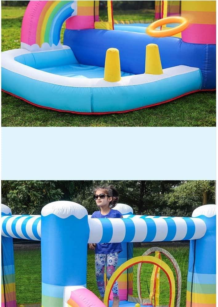 OLOTU Durable Inflatable Bounce House Safe Smooth Bouncy Castle with Blower Toy Pool Inflatable Jumping House Thick Material