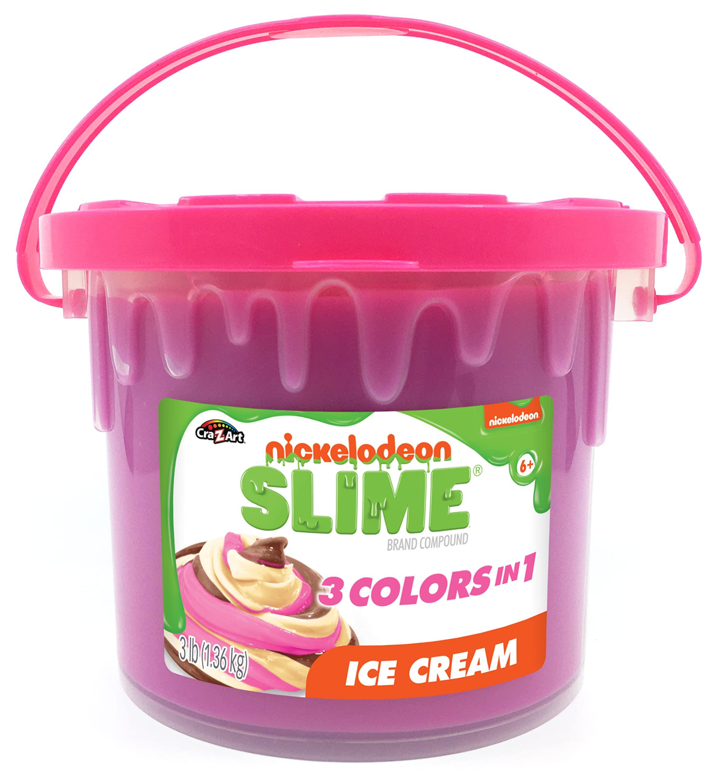 Nickelodeon Nickelodeon Slime 3LB Ice Cream Premade Slime Bucket 3 Colors-in-1 Strawberry, Vanilla and Chocolate Colored Slime
