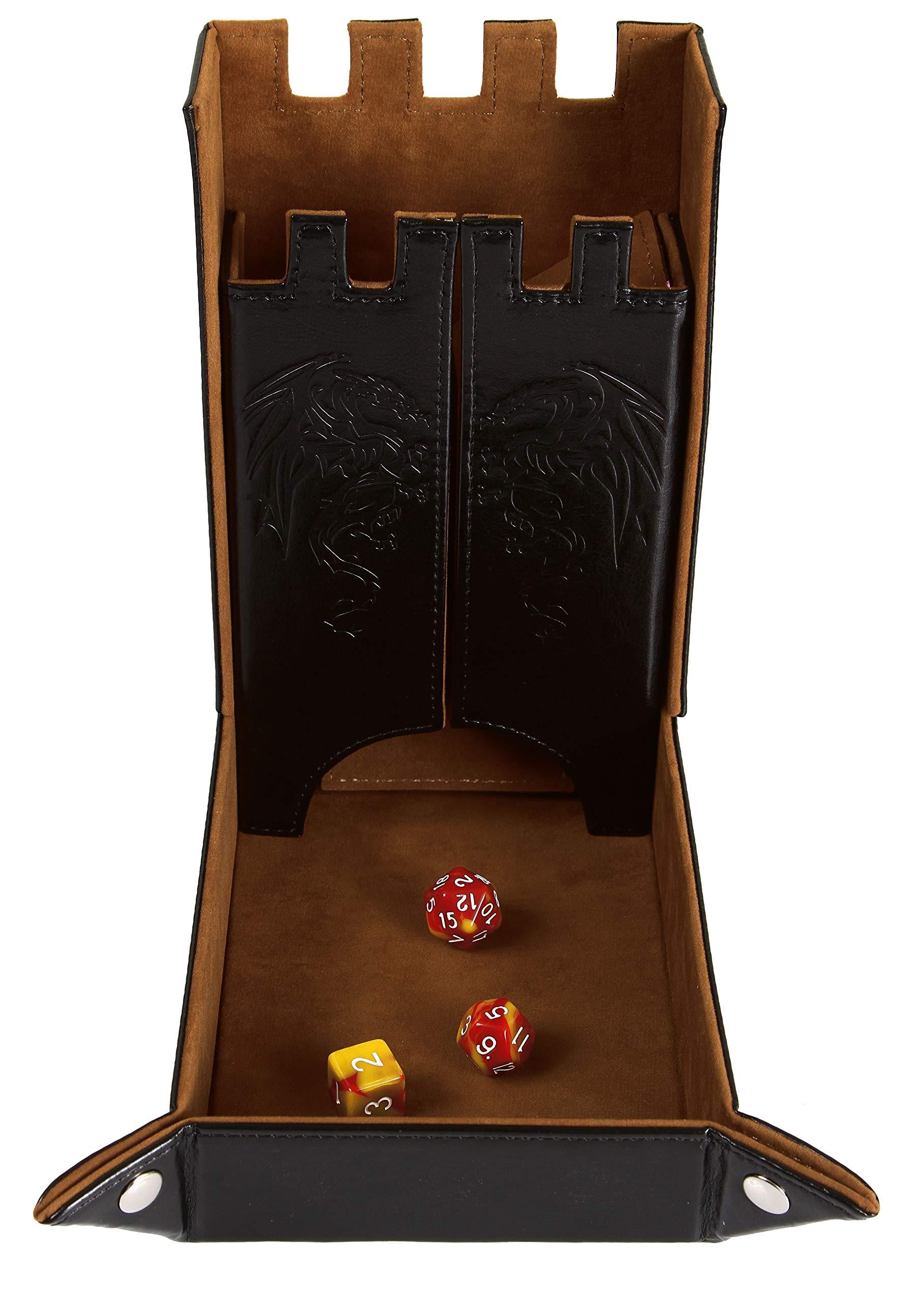 Forged Dice Co. Forged Dice Co. Draco Castle Foldable Dice Tray and Dice Tower - Foldable DND Dice Tray and Dice Rolling Tray Tower - Perfect for Dungeons and Dragons RPG and Tabletop Gaming - Brown