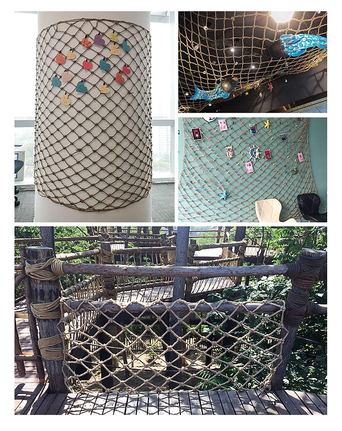 GERYUXA Children Safety Net Baby Fall Protection Safety Netrope Nettingparrot ToyHemp NetTrailer NettingStairway Safety NetProtection NetStair Balcony Protection Net(Size:2x10m(6.6x33ft),Color:Hemp rope net)