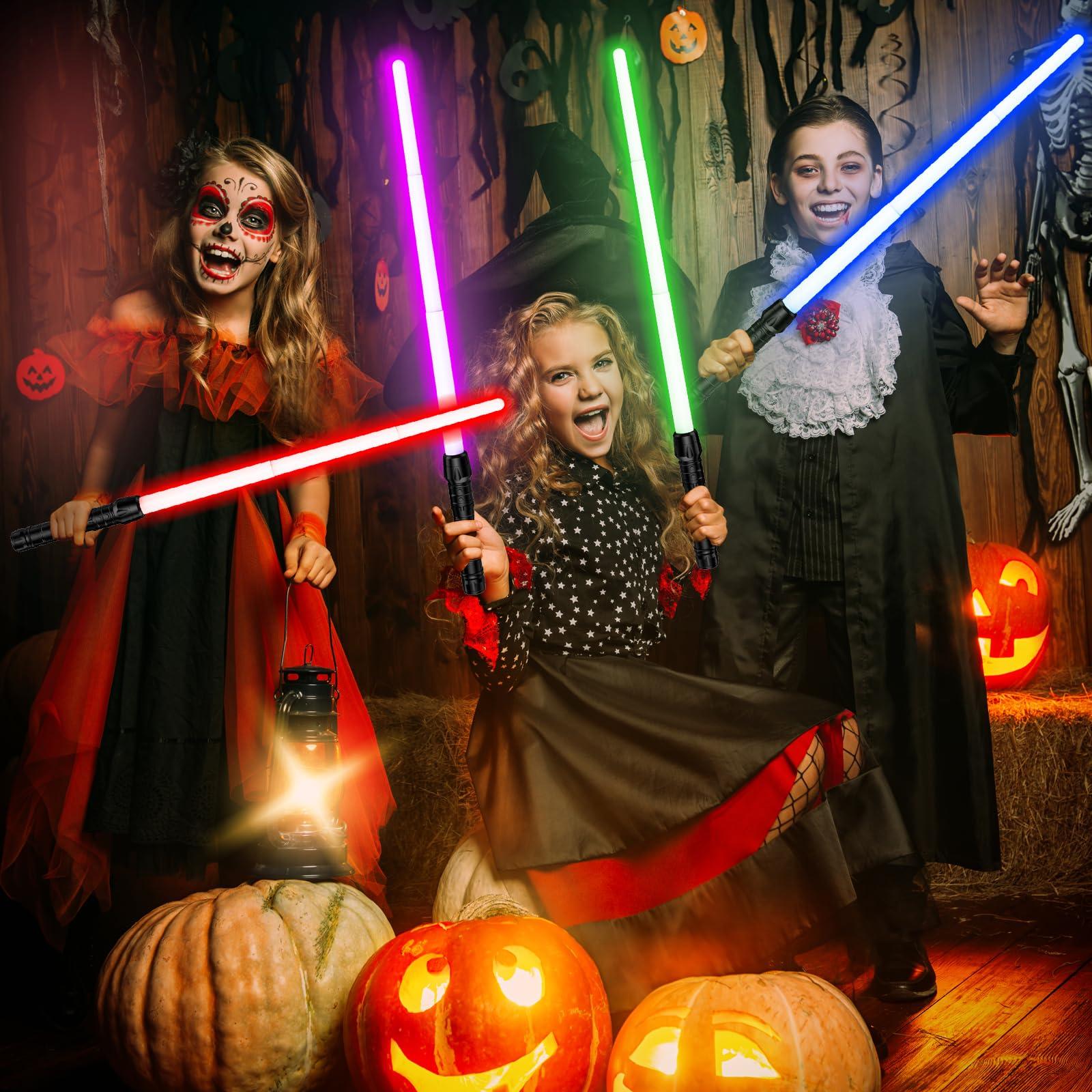 Kenpora Kenpora Light Sabers for Kids, Light Up Saber for Birthday Halloween Party, Telescopic Extendable Light Sword with Motion Sensitive FX Sound for Boys Girls