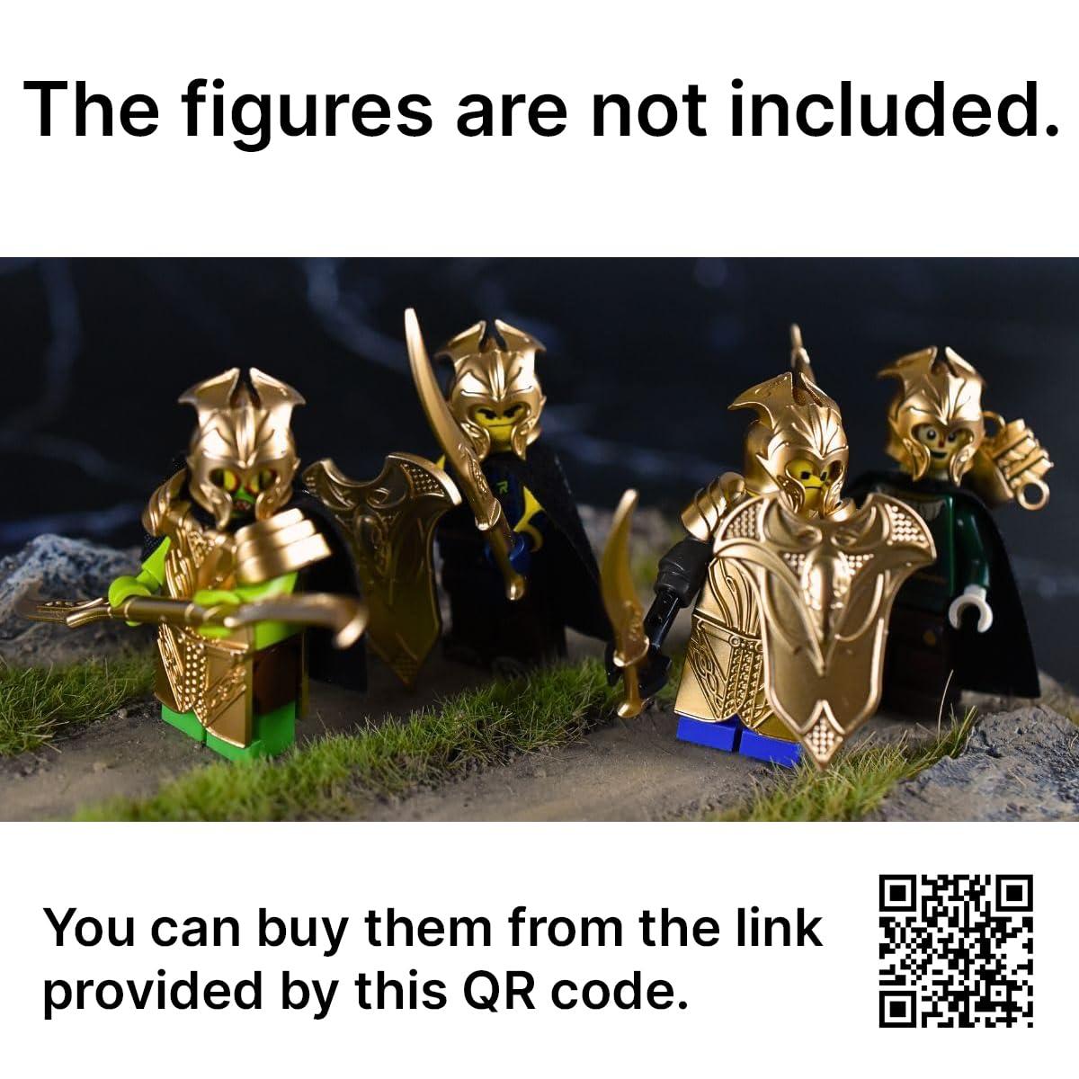 MAGMA BRICK MAGMA BRICK Elf Metalic Gold and Rose Gold of Lances, Bows, Sword, Helm and Armour for Major Brand Building Block Minifigure 72 PCS