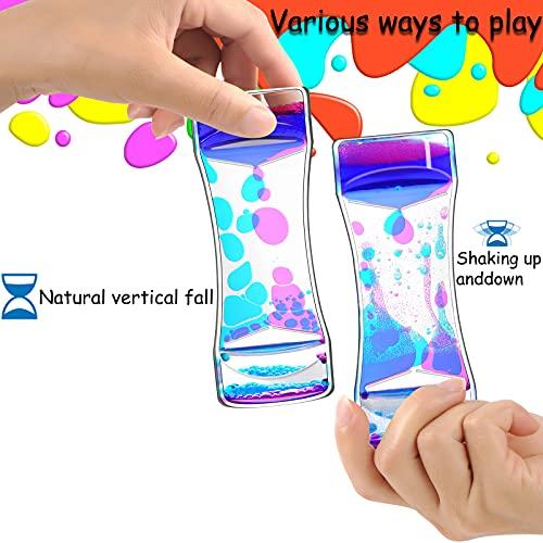 FKYTION FKYTION Liquid Motion Bubbler Timer Pack of 3 Colorful Liquid Sensory Toys ADHD Fidget Toy Calm Relaxing Desk Toys