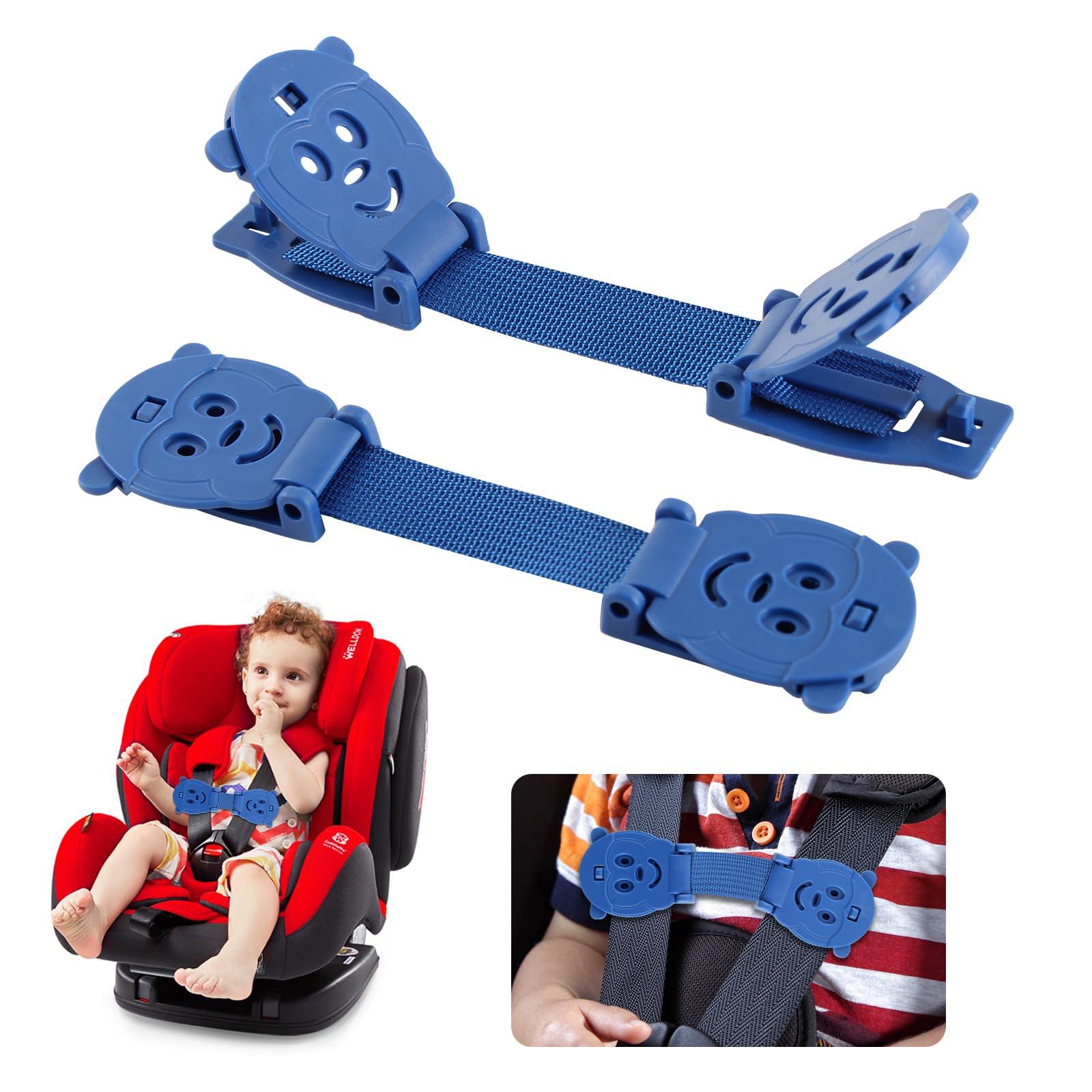 QOPAHI QOPAHI Car Seat Strap Anti Escape, Baby Harness Chest Clip Car Seat Safety Clip, Prevent Children/Kids Taking Their Arms Out of Child Car Seat/High Chairs/Strollers/Baby Reins, Blue(2 Pack)