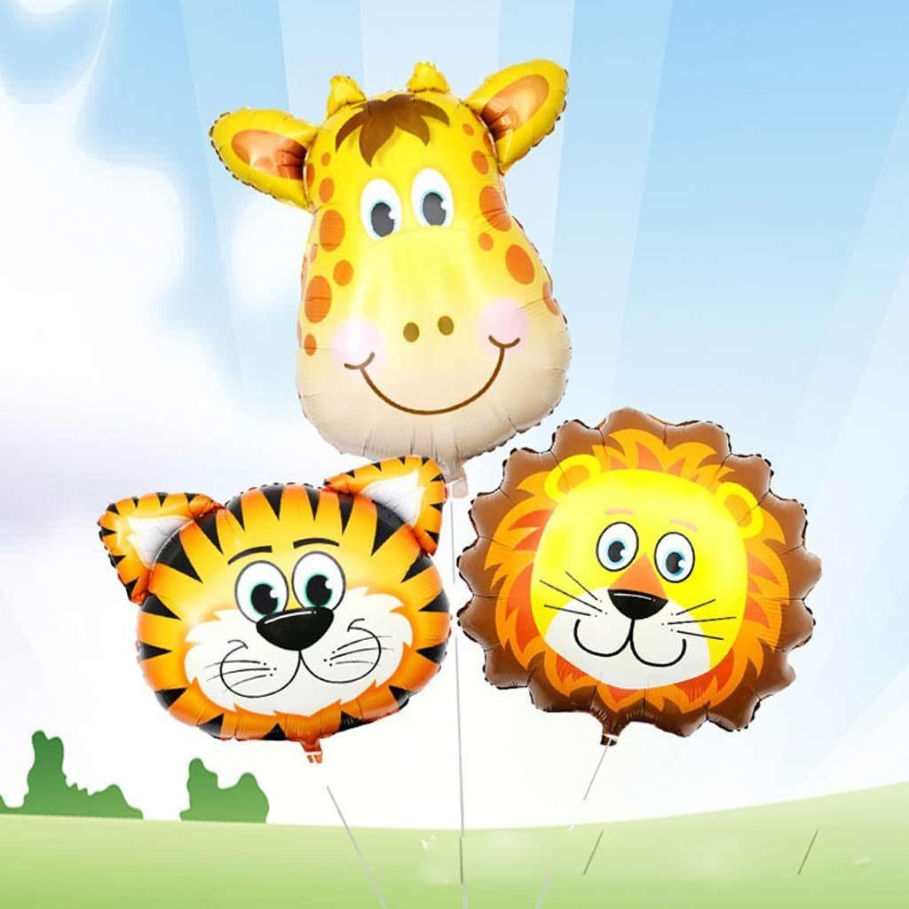 pistro pistro Pack of 12 Lovely Zoo Animal Head Foil Balloons Children Party Inflatable Decor