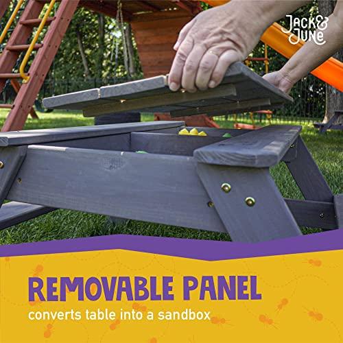 Jack and June Jack & June Cedar Convertible Sand Box and Picnic Table Playset