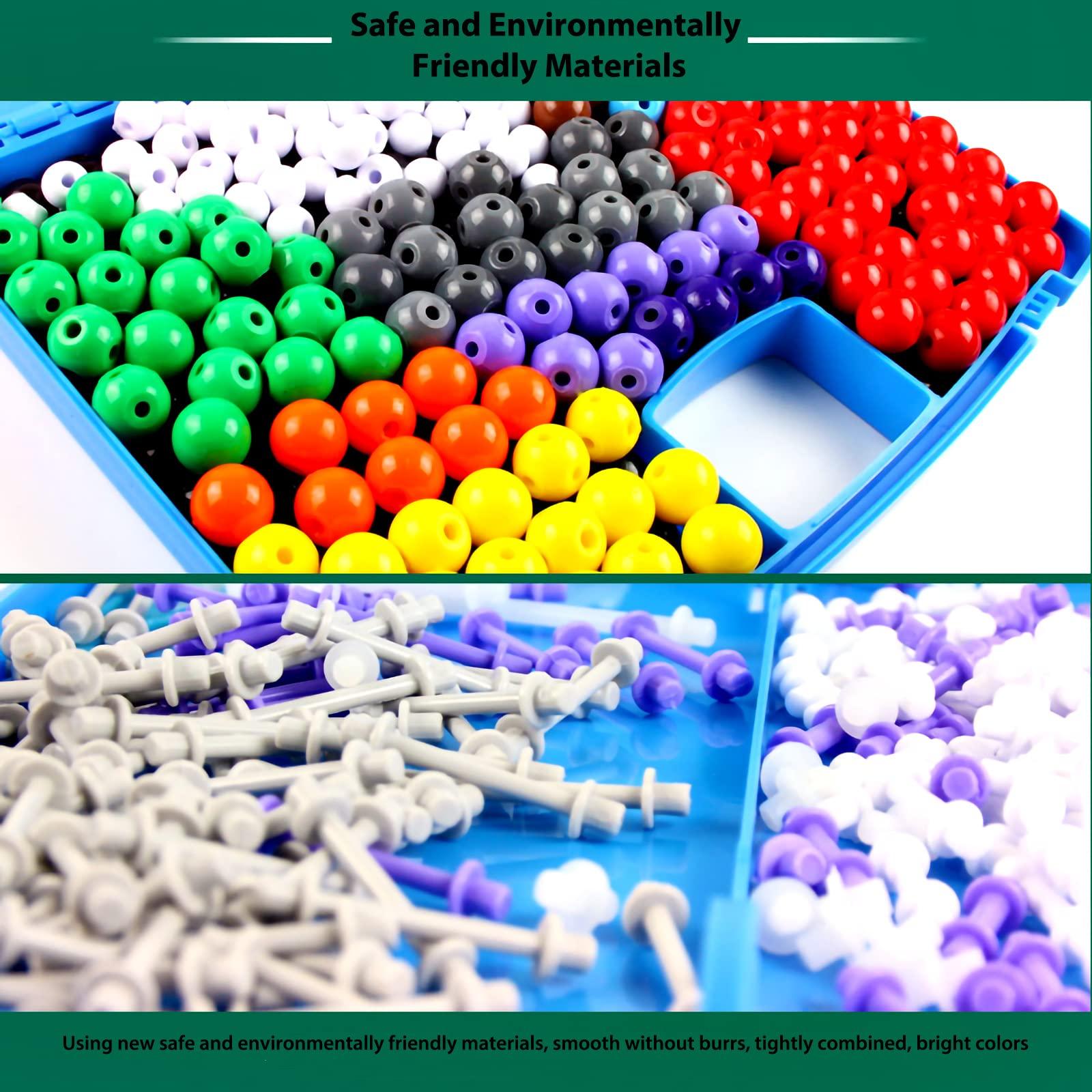 EXBEPE EXBEPE Comprehensive Chemistry Molecular Model Kit 406pc Organic and Inorganic STEM Set,Middle,High School,and College Supplies, Educational Science Set Learning Structure and Reactions Student Gifts