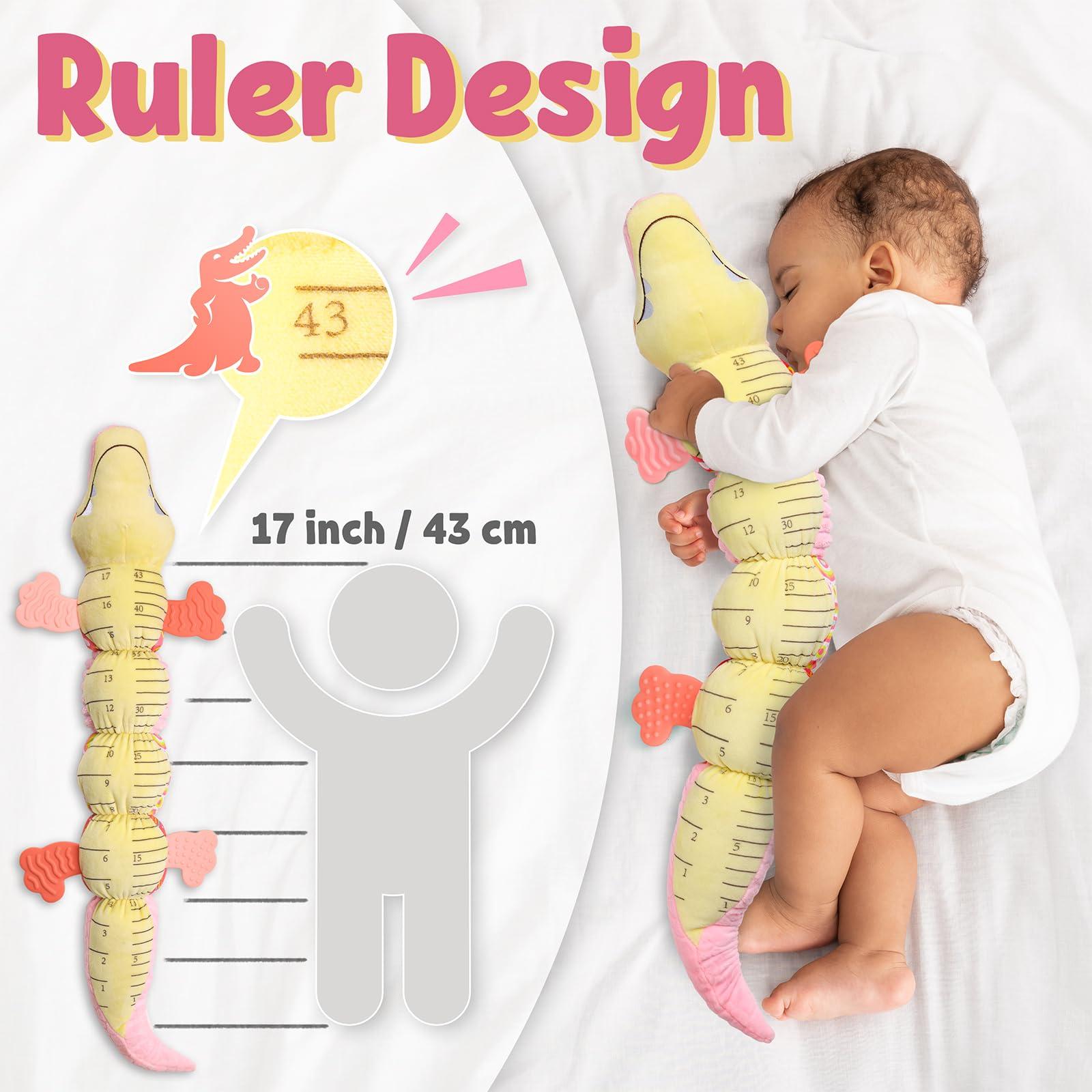 LIGHTDESIRE LIGHTDESIRE Baby Toys Musical Crocodile,Infant Toys Stuffed Animal Toys with Ruler Design and Ring Bell,Baby Teething Toys for Tummy Time Newborn Boys Girls 0 3 6 12 Months(Pink)