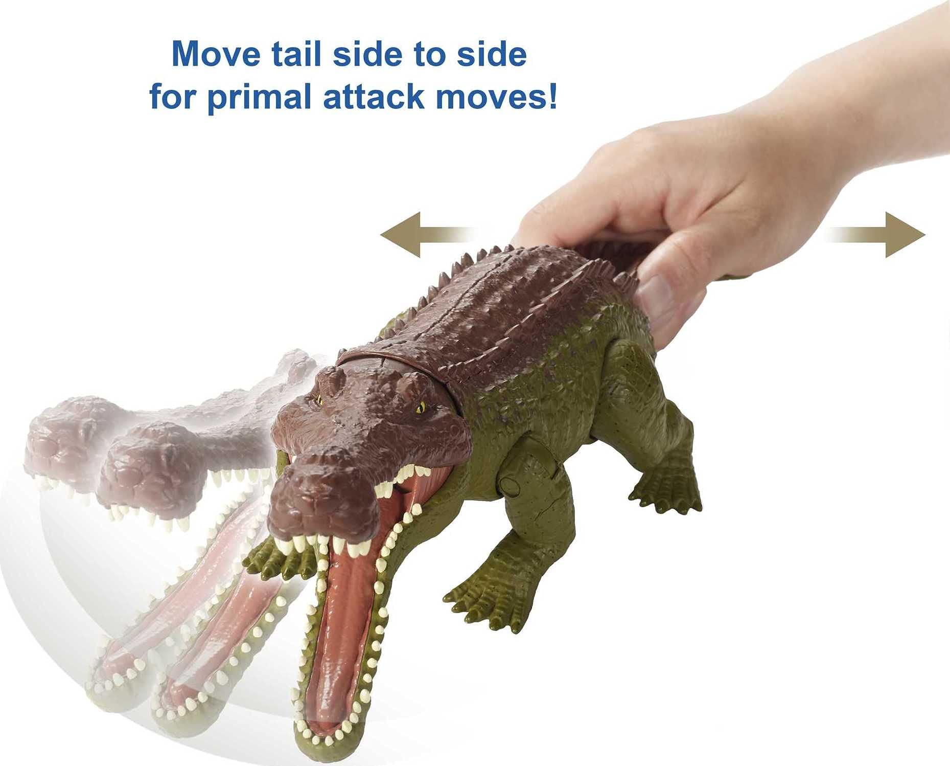 Mattel Jurassic World Massive Biters Sarcosuchus Dinosaur Action Figure Toy, Posable Large Species, Strike & Chomp Motion image-4