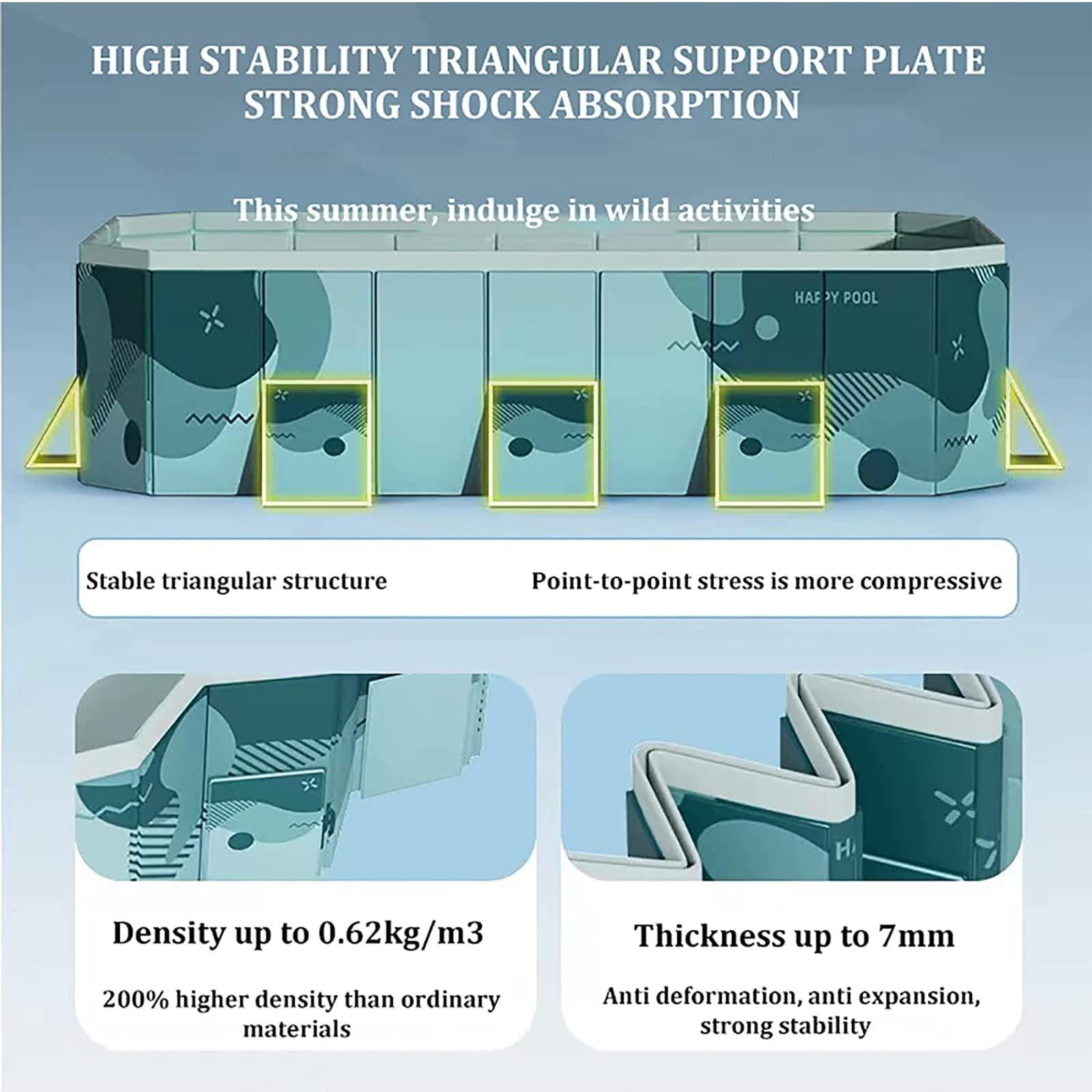 SINBAISHUNYYT Foldable Swimming Pools for Kids, Foldable Non-Inflatable Kids' and Adults' Outdoor Swimming Pool, Hard Plastic Shell Portable Pool, Kiddie Swimming Pool for Outdoor Patio(Size:9.8 * 5.4 * 1.8FT)