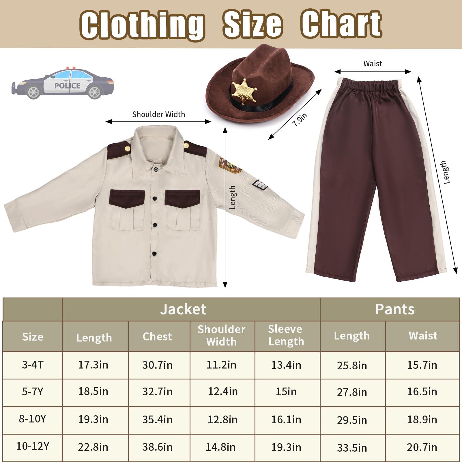 Latocos Latocos Kids Police Officer Costume Western Sheriff Cowboy Uniform Role Play with Accessories Halloween Costumes Boys Girls