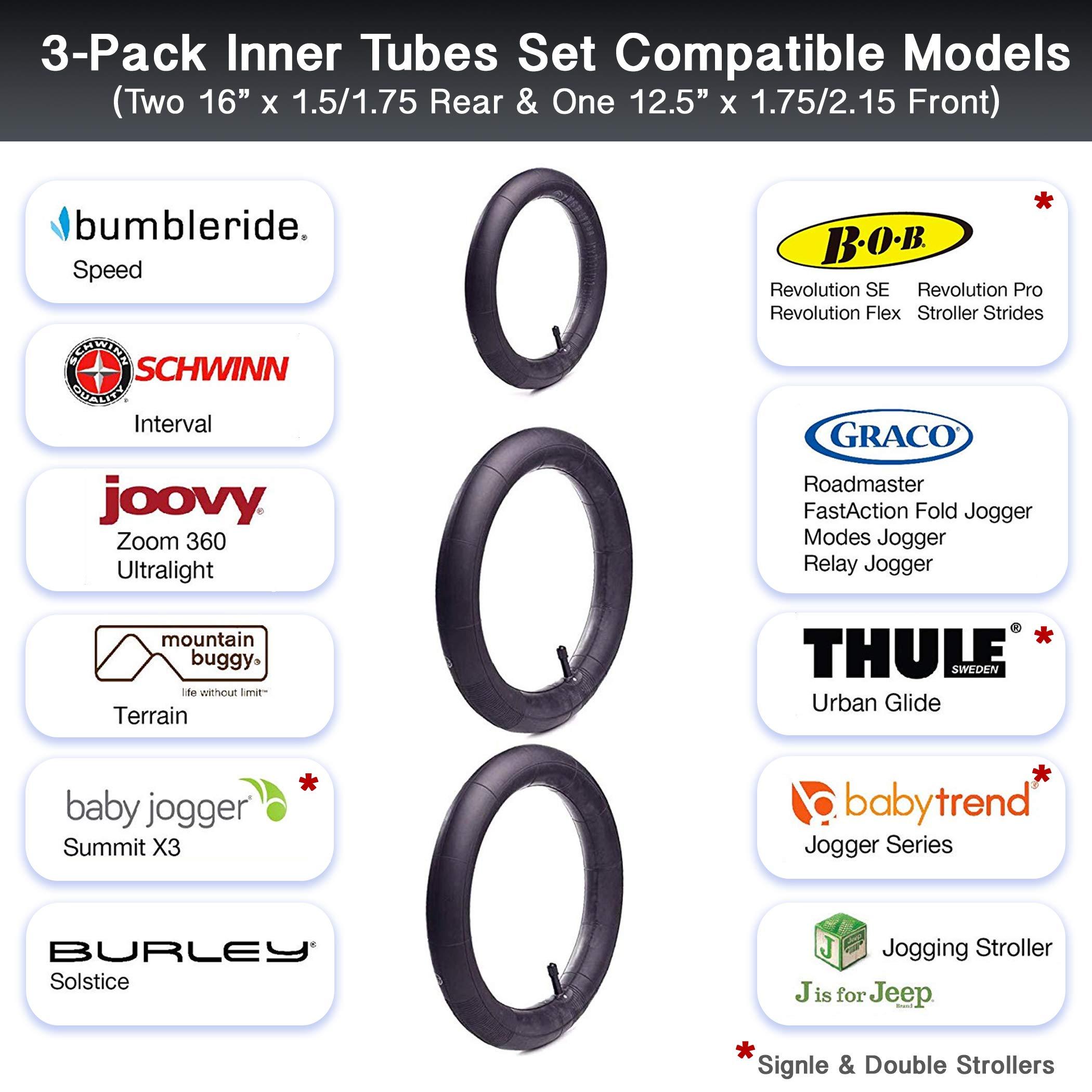 CALPALMY 12.5'' Front and 16'' Back Stroller Wheel Replacement Tubes and Tires