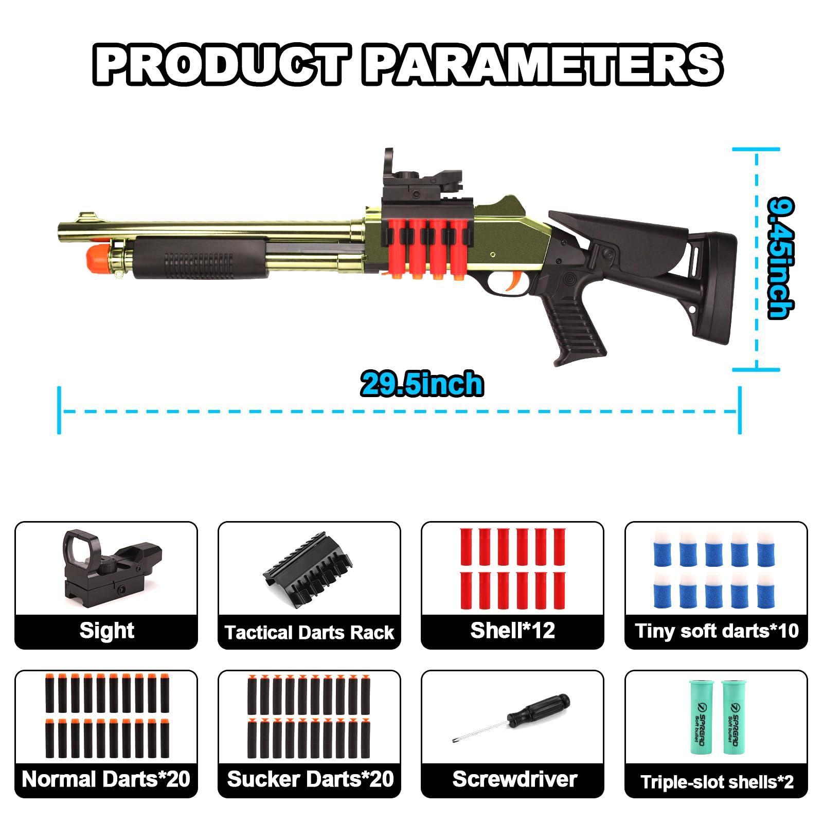 BIU BLASTER BIU BLASTER 30-Inch Shell Ejecting Foam Blaster Shotgun Soft Bullet Toy Gun with 14 Shell Casings 50 Foam Darts Realistic Pump-Action Shotgun for Kids & Teens (Gold)