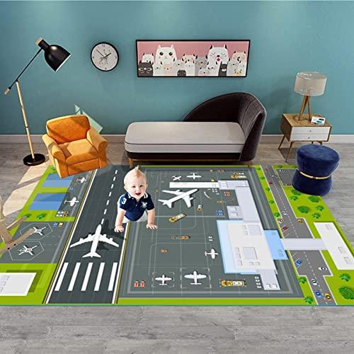 AYHOME Large Airport Play Mat for Playing with Little Cars ,Road Traffic Educational Carpet,Fun Bedroom Playroom Area Rug for Boys Girls Learning Playing-80x120cm(31x47inch)