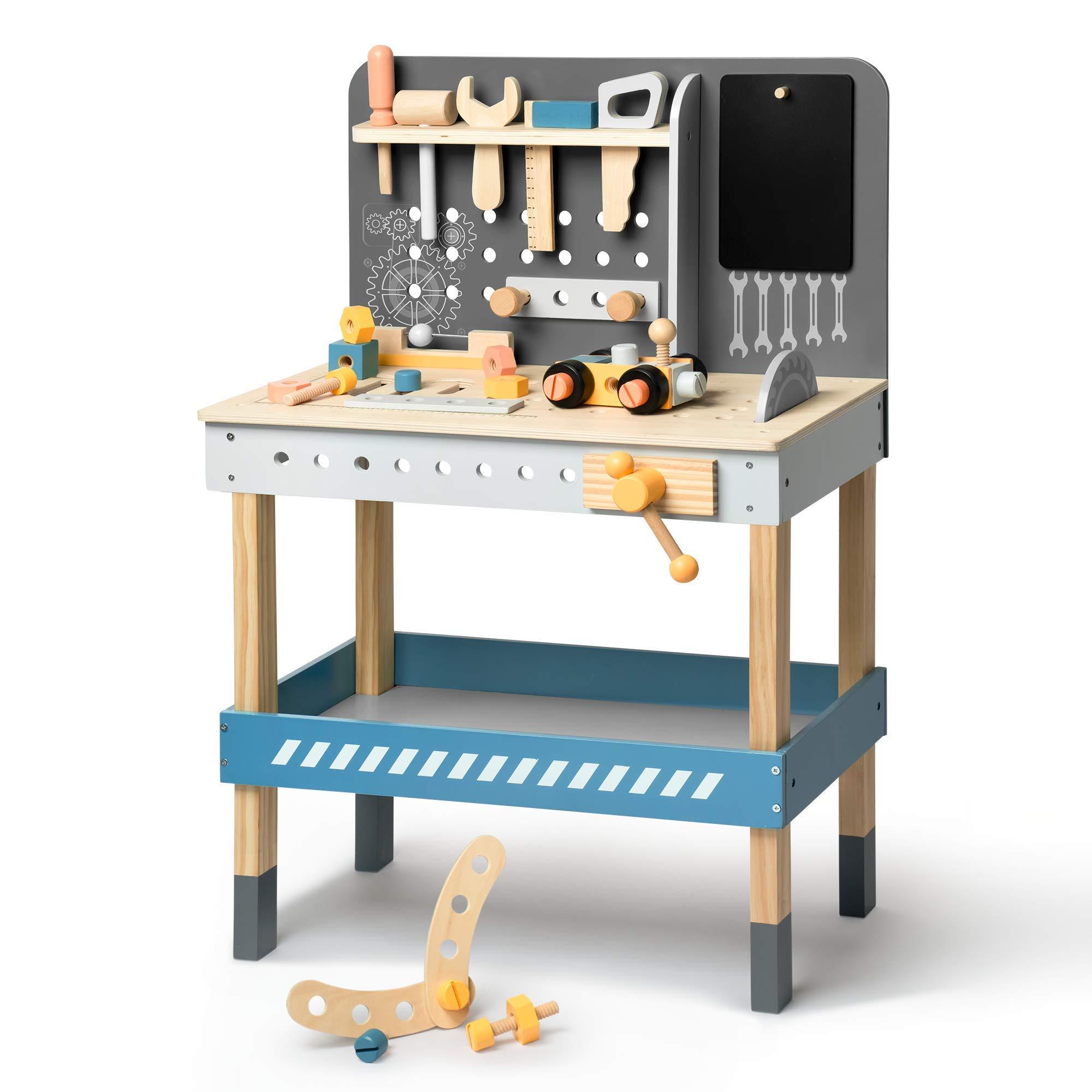 ROBUD ROBUD Wooden Tool Workbench for Kids Toddlers, Toy Tools Set Gift for 3 4 5 6 7 Years Old and Up