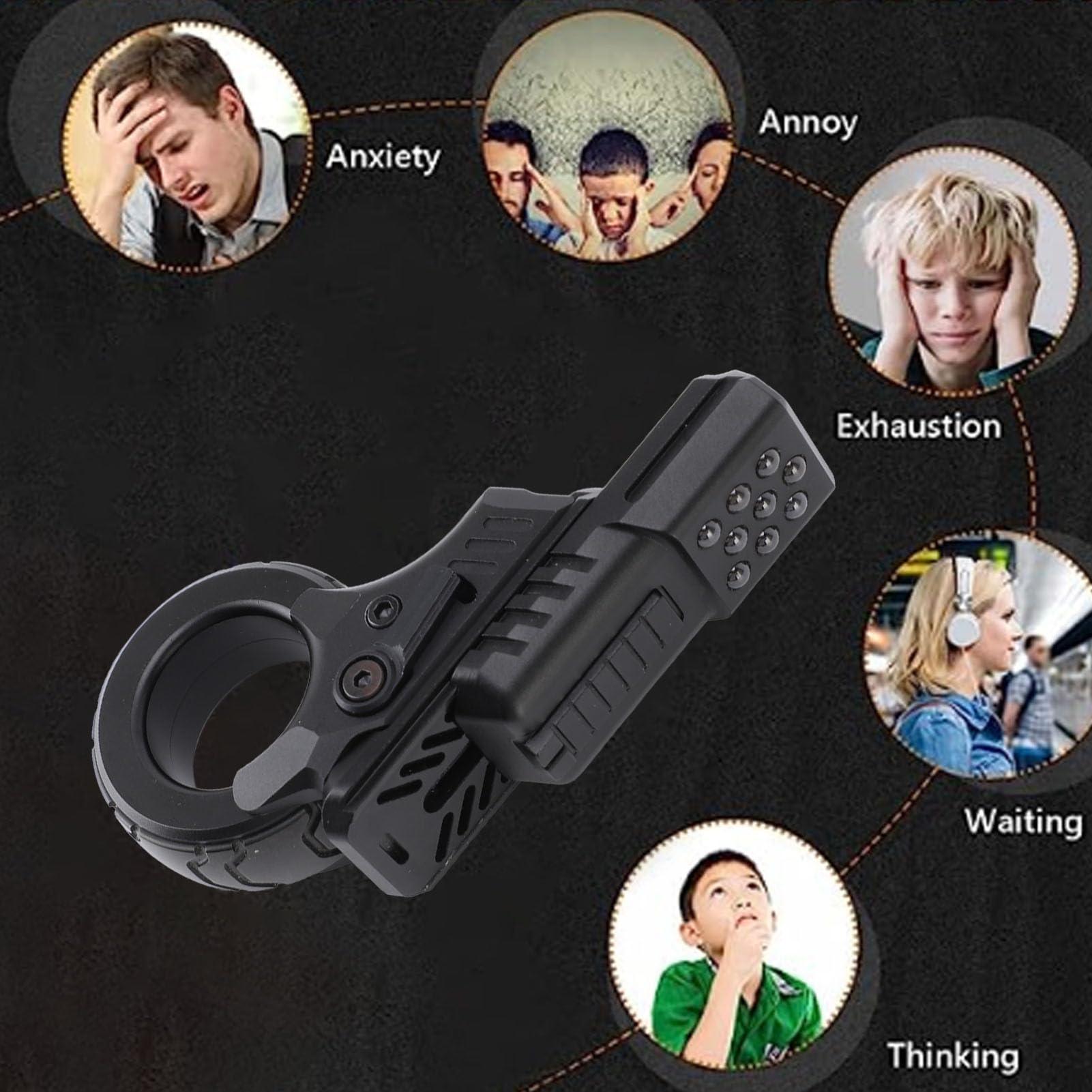 Vikye Fidget Gun, Adult Fidget Toy, Stainless Steel Suffering from Anxiety Stress Relief Cool Easter Fidget Gun Toy (Black)