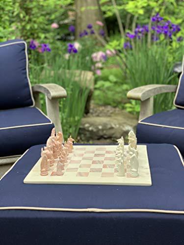 Global Crafts SMOLArt Hand Carved Soapstone Maasai Chess Set - 14" Board