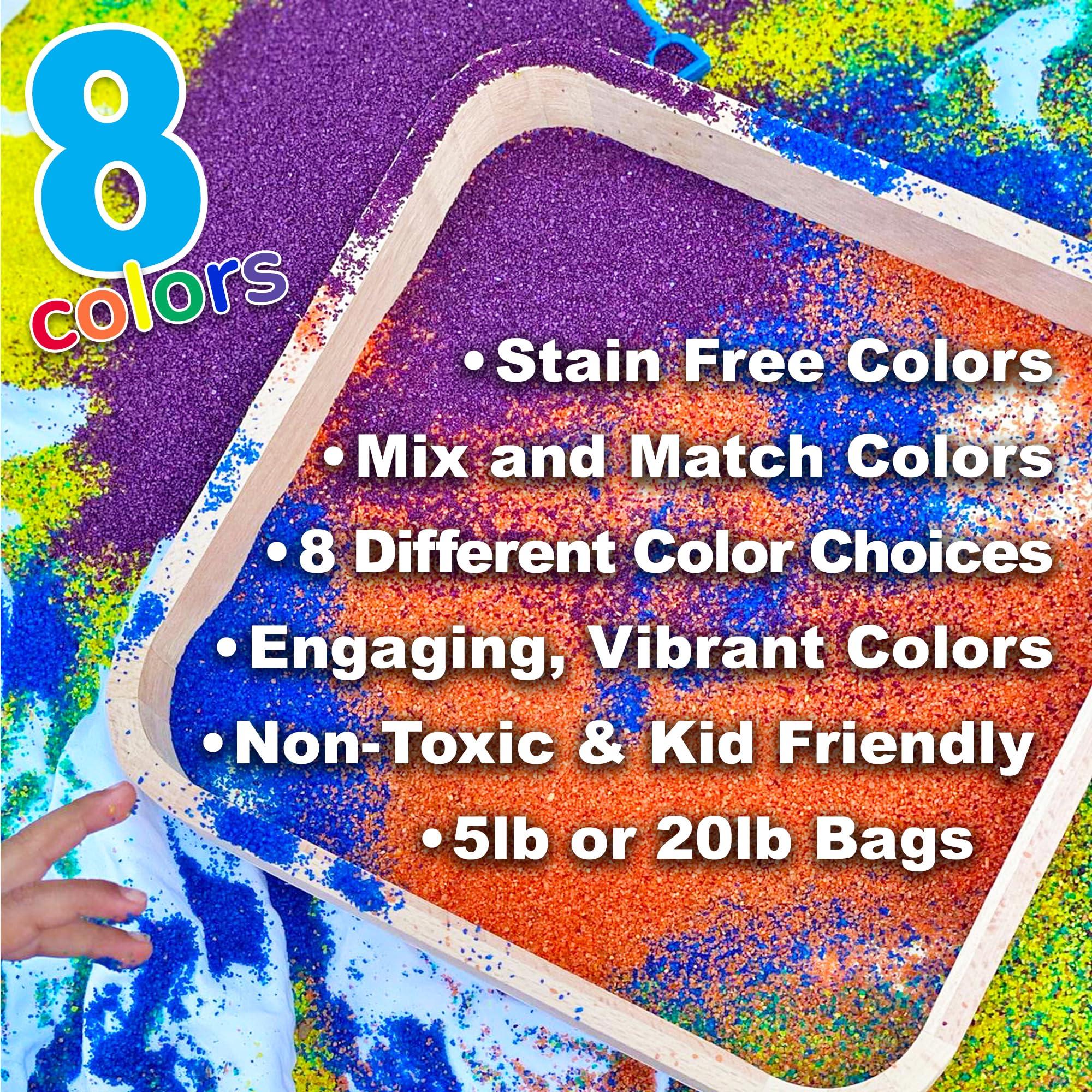 CLASSIC SAND & PLAY Classic Sand and Play Blue Colored Play Sand, 5 lb. Bag, Natural and Non-Toxic, Fun Wet and Dry Indoor and Outdoor, Sandbox, Therapy, and Table Use, Building, Stimulate Sensory Needs
