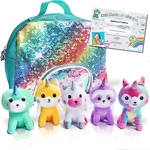 Pomkinz Unicorns Gifts for Girls Unicorn Stuffed Animals for Girls- Unicorn Toys for Girls Age 3 4 5 6 7 8 Year Old Little Girl Toys Plushies Stuffed Animal Plush Squishies Rainbow Toy Purse Little Girl Gifts