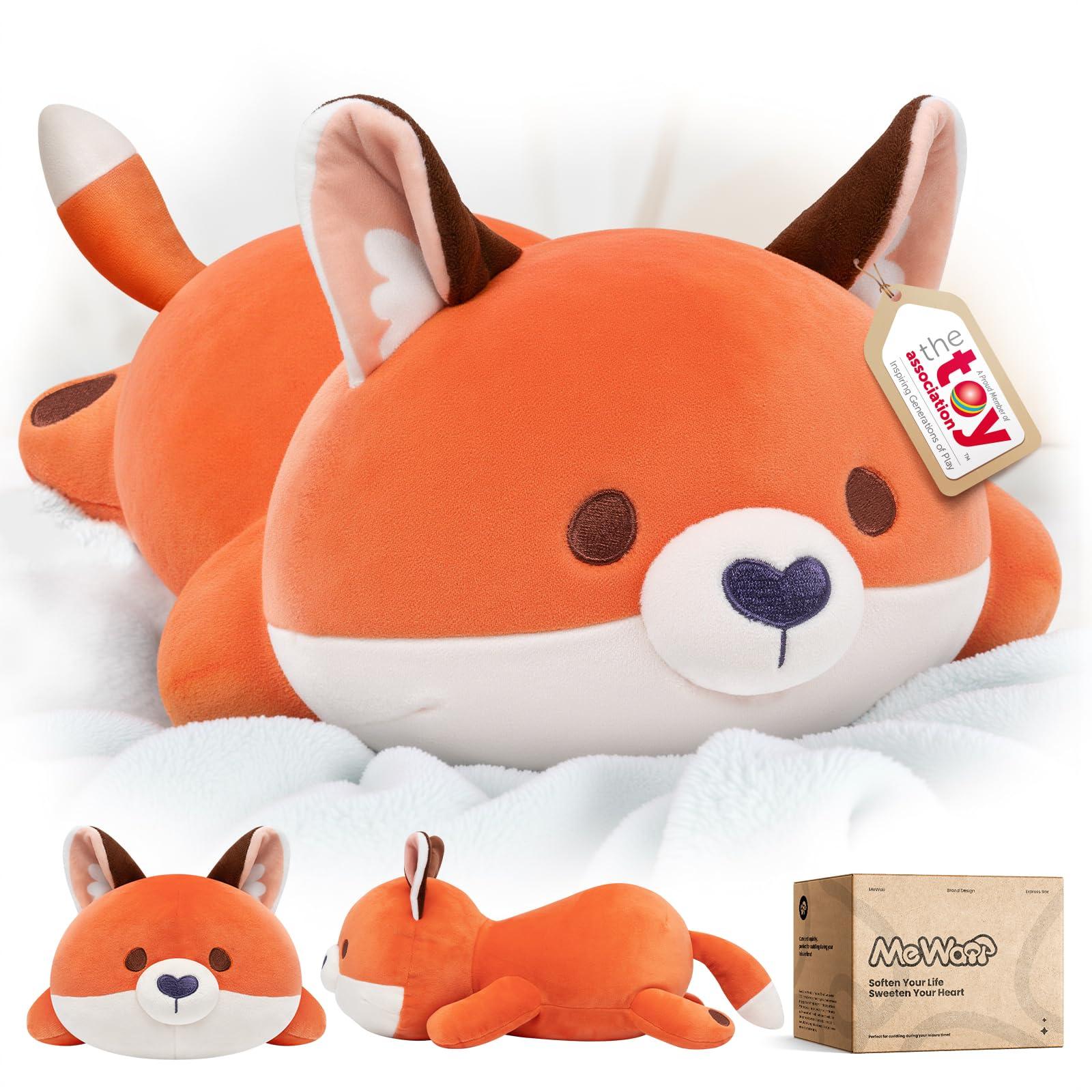 Mewaii Mewaii Cute Fox Plush Pillow, Kawaii Plushies Red Fox Stuffed Animals, Squishy Plushies, Cuddle Plush Pillow for Boys & Girls